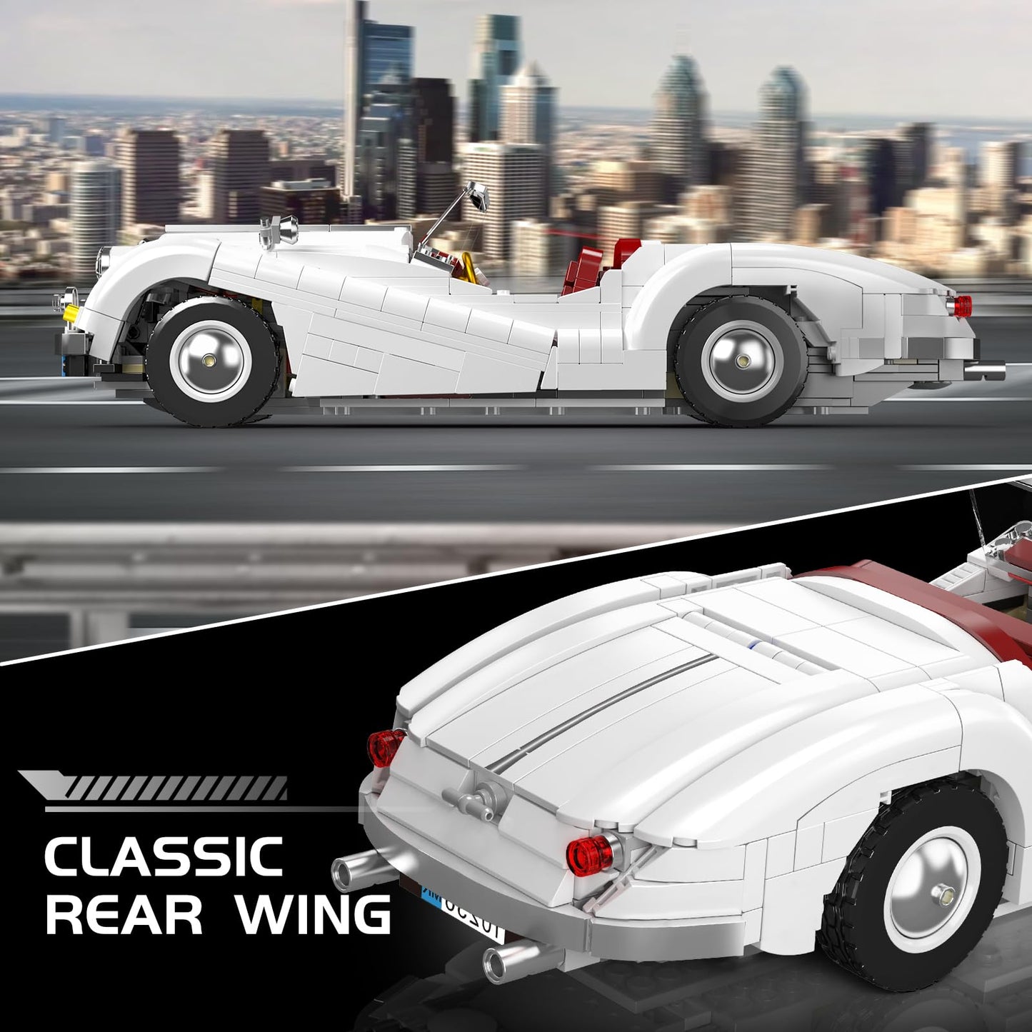 Mould King Sports Car Building Block Kit – 1,302+ Pieces Classic Convertible Model