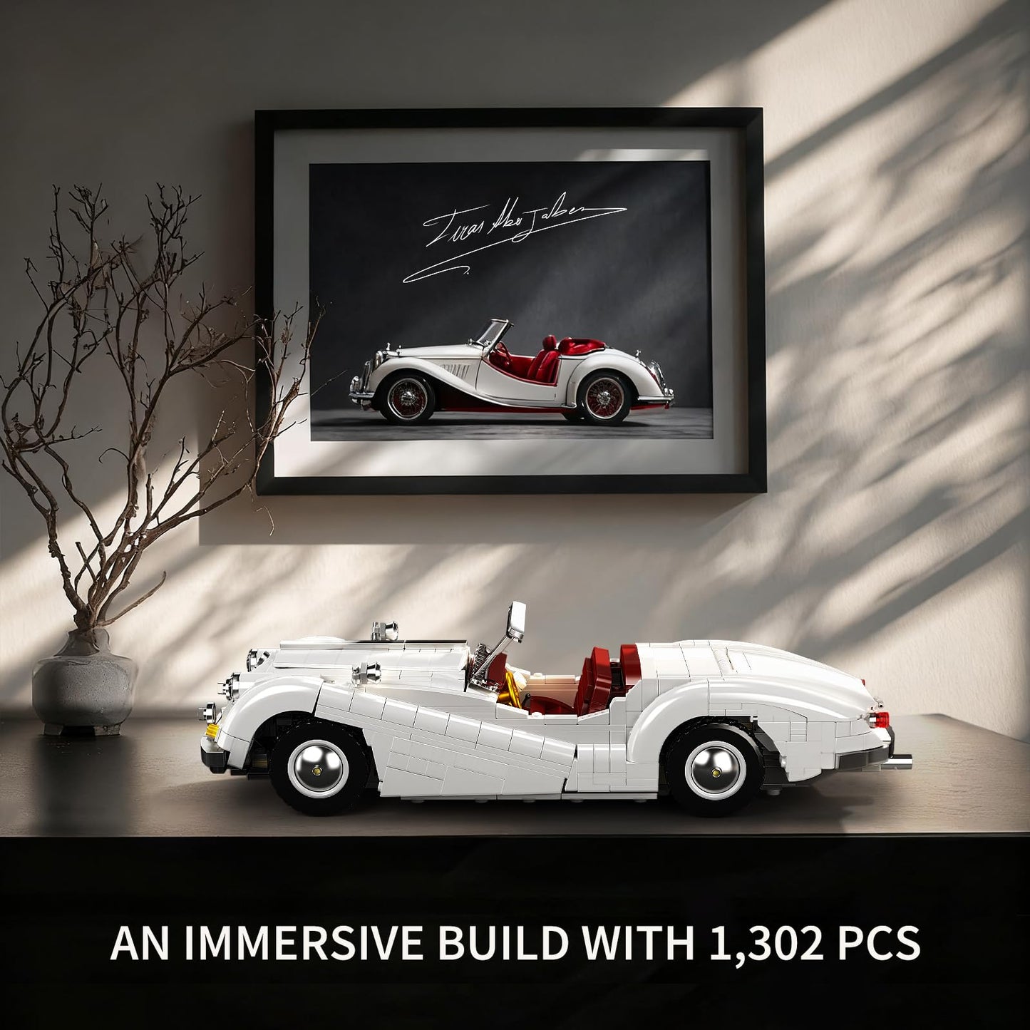 Mould King Sports Car Building Block Kit – 1,302+ Pieces Classic Convertible Model