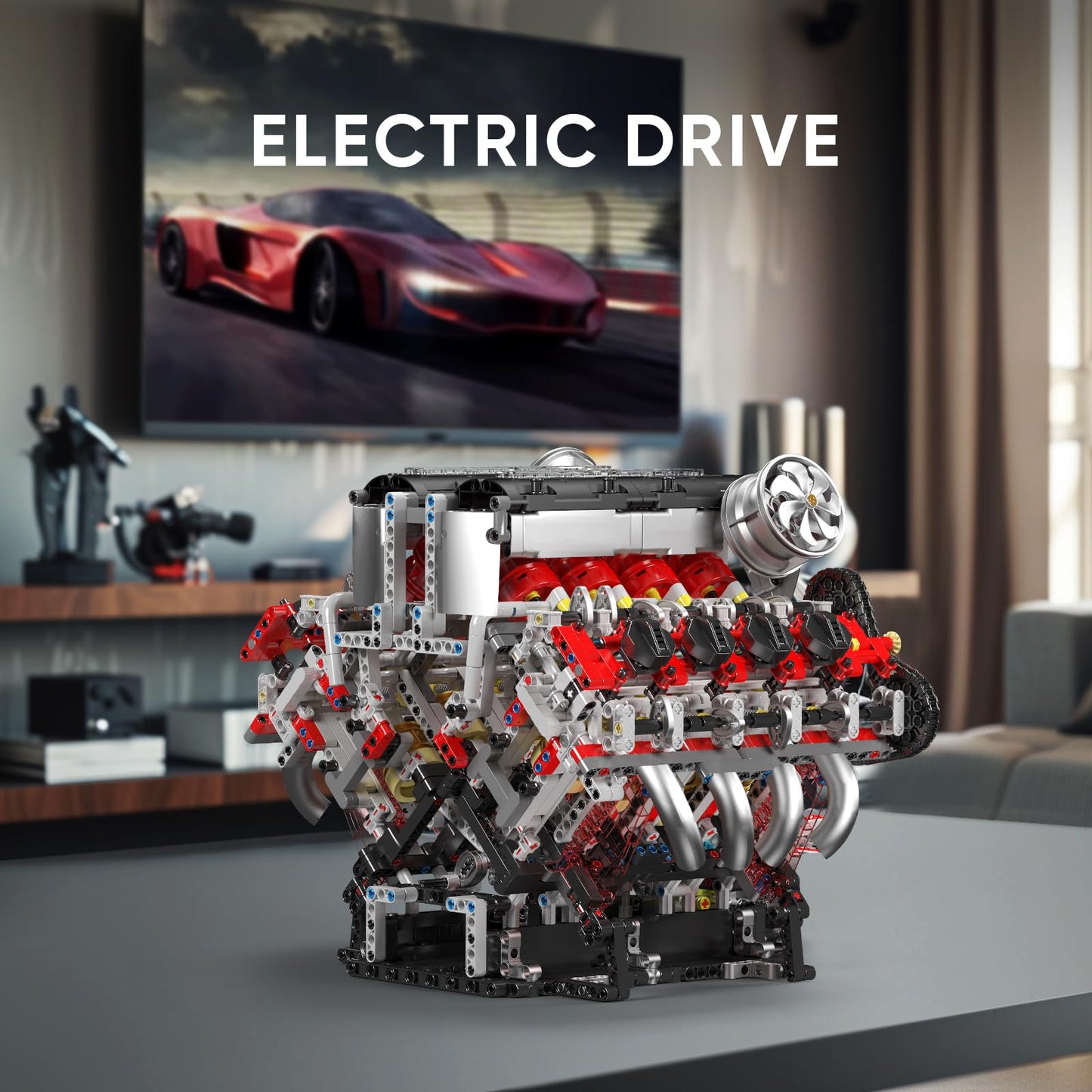 Mould King V8 Engine Building Blocks Set – 2718 Pieces with Battery & Motor, Running Model Kit for Adults