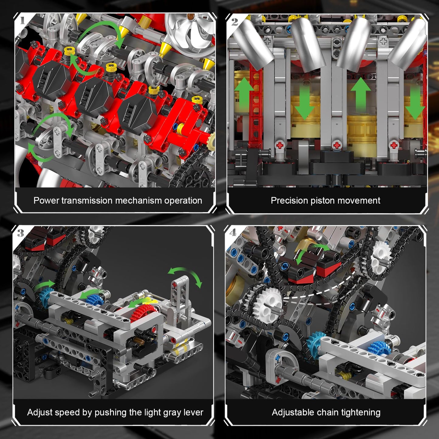 Mould King V8 Engine Building Blocks Set – 2718 Pieces with Battery & Motor, Running Model Kit for Adults