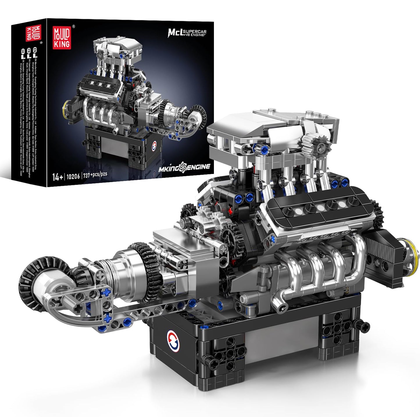 Mould King V8 Engine Building Blocks Set – Interactive 8-Cylinder Model Kit