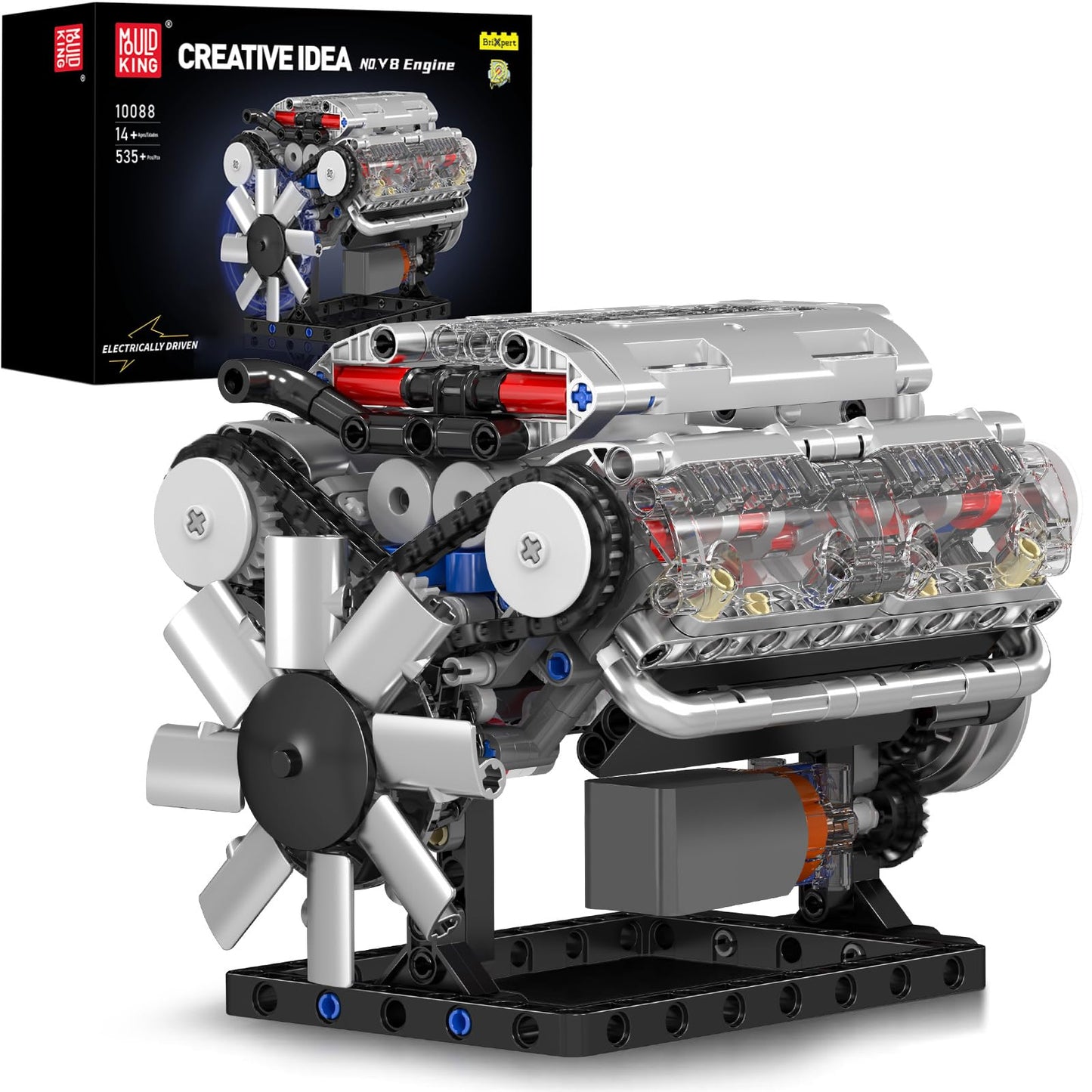 Mould King V8 Engine Building Blocks Set – 535 Pcs with Battery & Motor for Adults