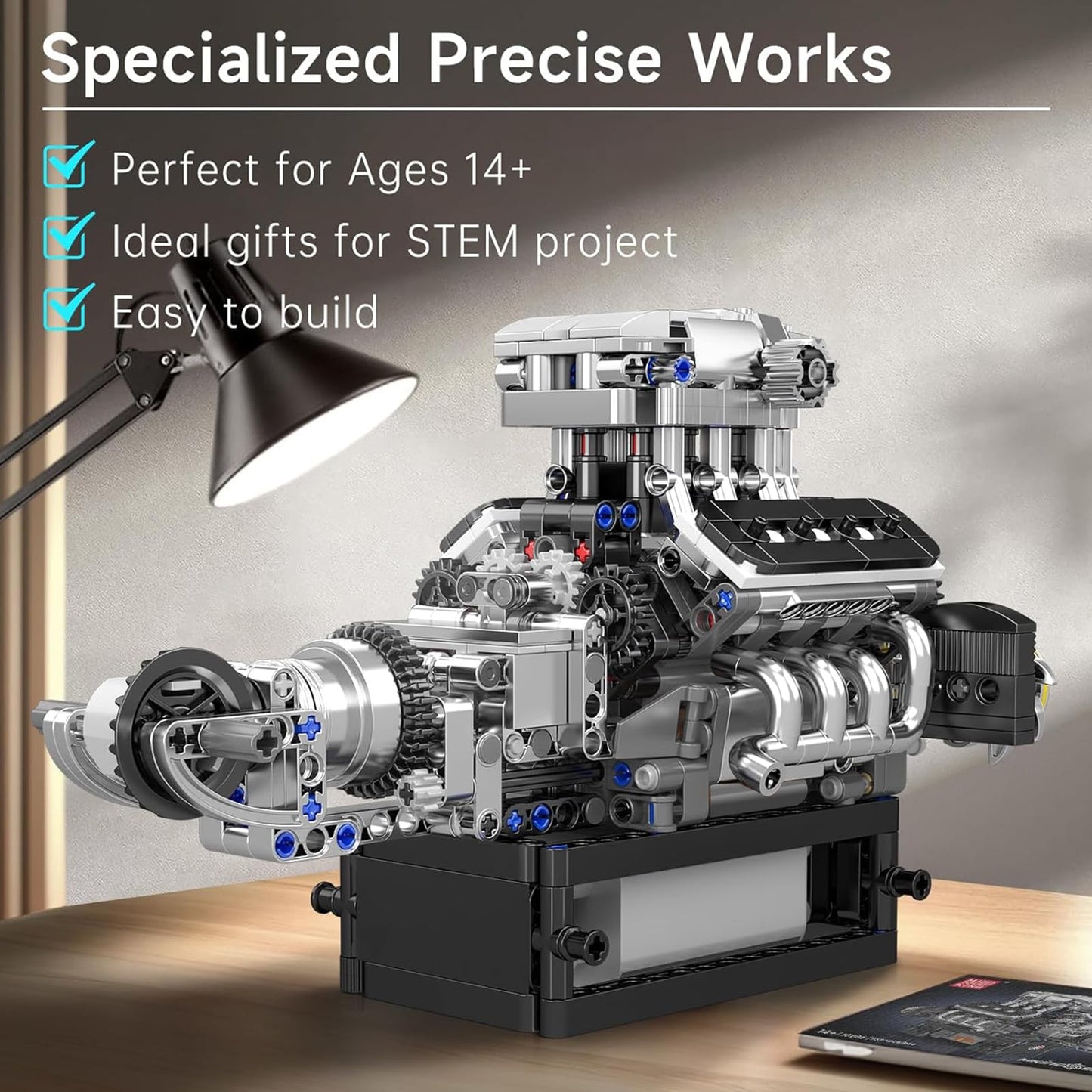 Mould King V8 Engine Building Blocks Set – Interactive 8-Cylinder Model Kit