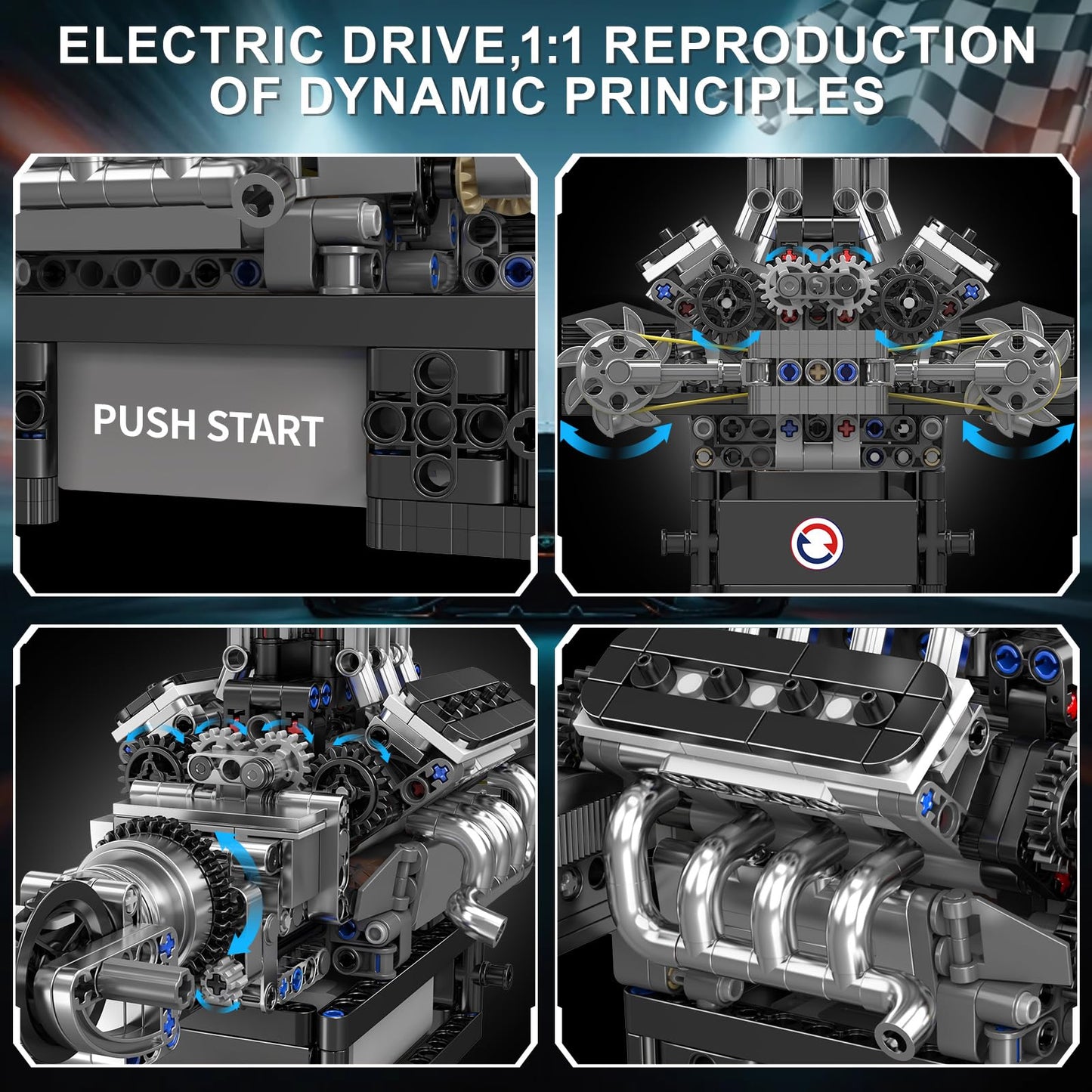 Mould King V8 Engine Building Blocks Set – Interactive 8-Cylinder Model Kit