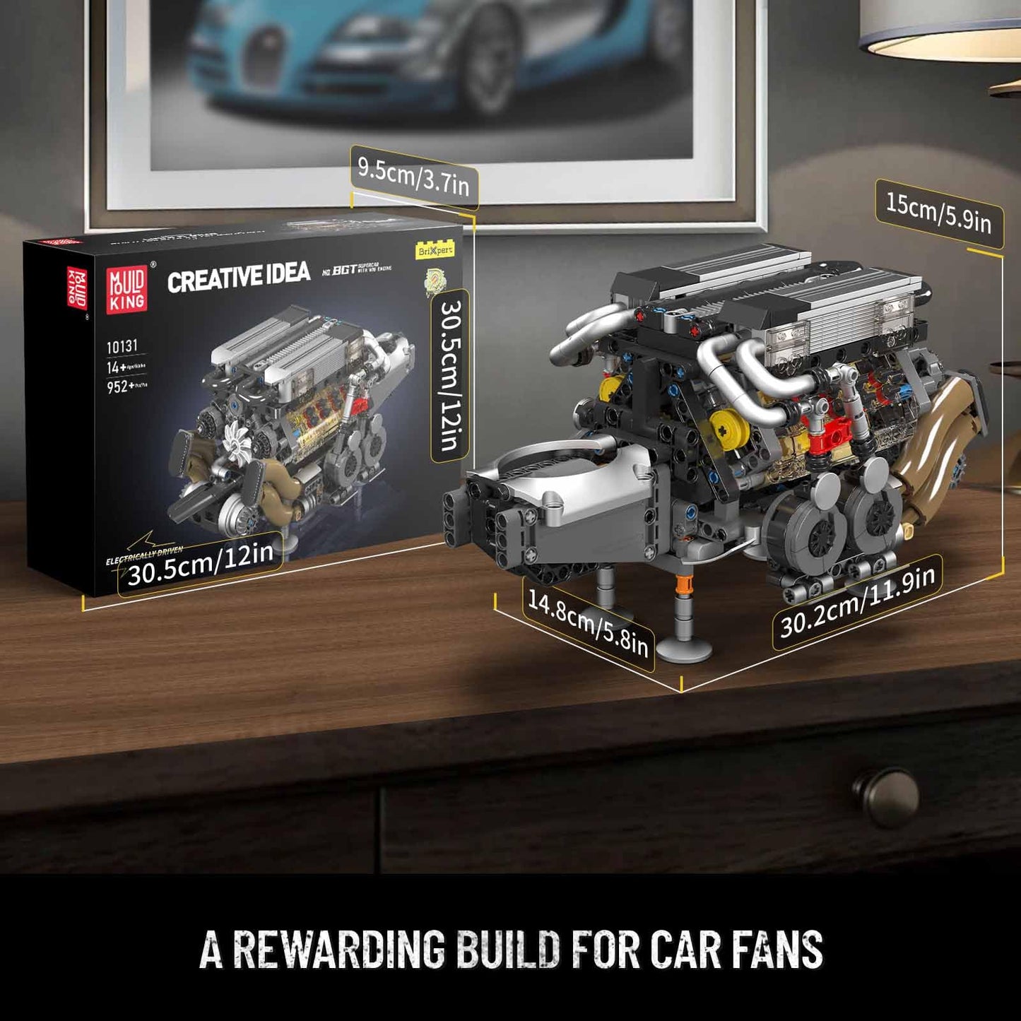 Mould King 10131 W16 Engine Building Blocks Set | 16-Cylinder V8 Model Kit