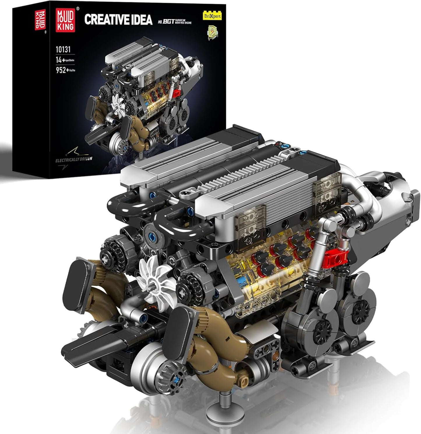 Mould King W16 Engine Building Blocks Set – Running 16-Cylinder Engine Model, 952 Pcs