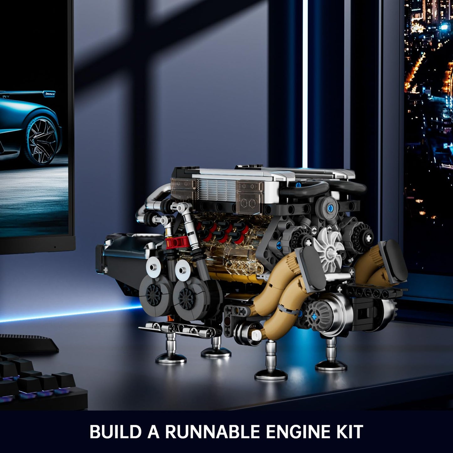 Mould King W16 Engine Kit – Build Twin V8 Model, 952 Pcs, STEM Toy (14+)
