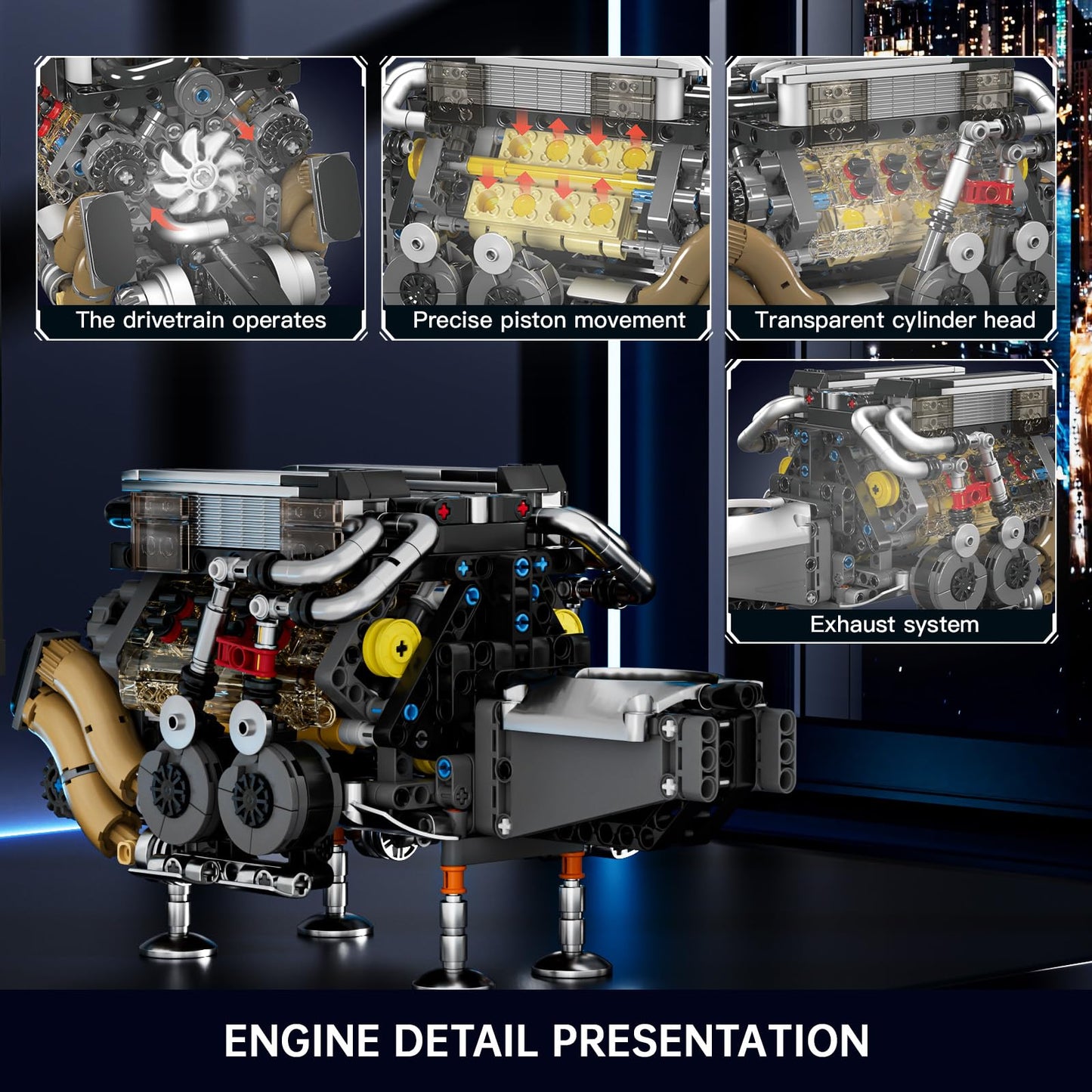 Mould King W16 Engine Kit – Build Twin V8 Model, 952 Pcs, STEM Toy (14+)
