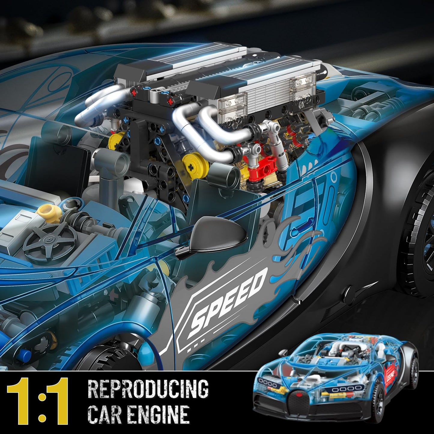 Mould King 10131 W16 Engine Building Blocks Set | 16-Cylinder V8 Model Kit