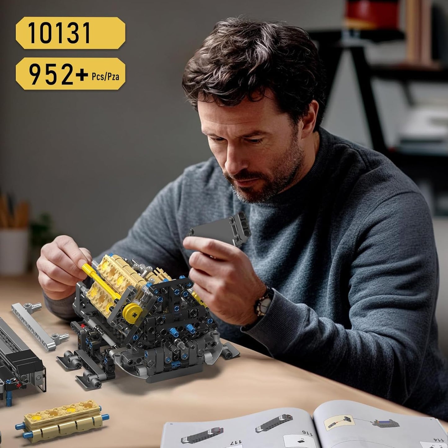 Mould King W16 Engine Building Blocks Set – Running 16-Cylinder Engine Model, 952 Pcs