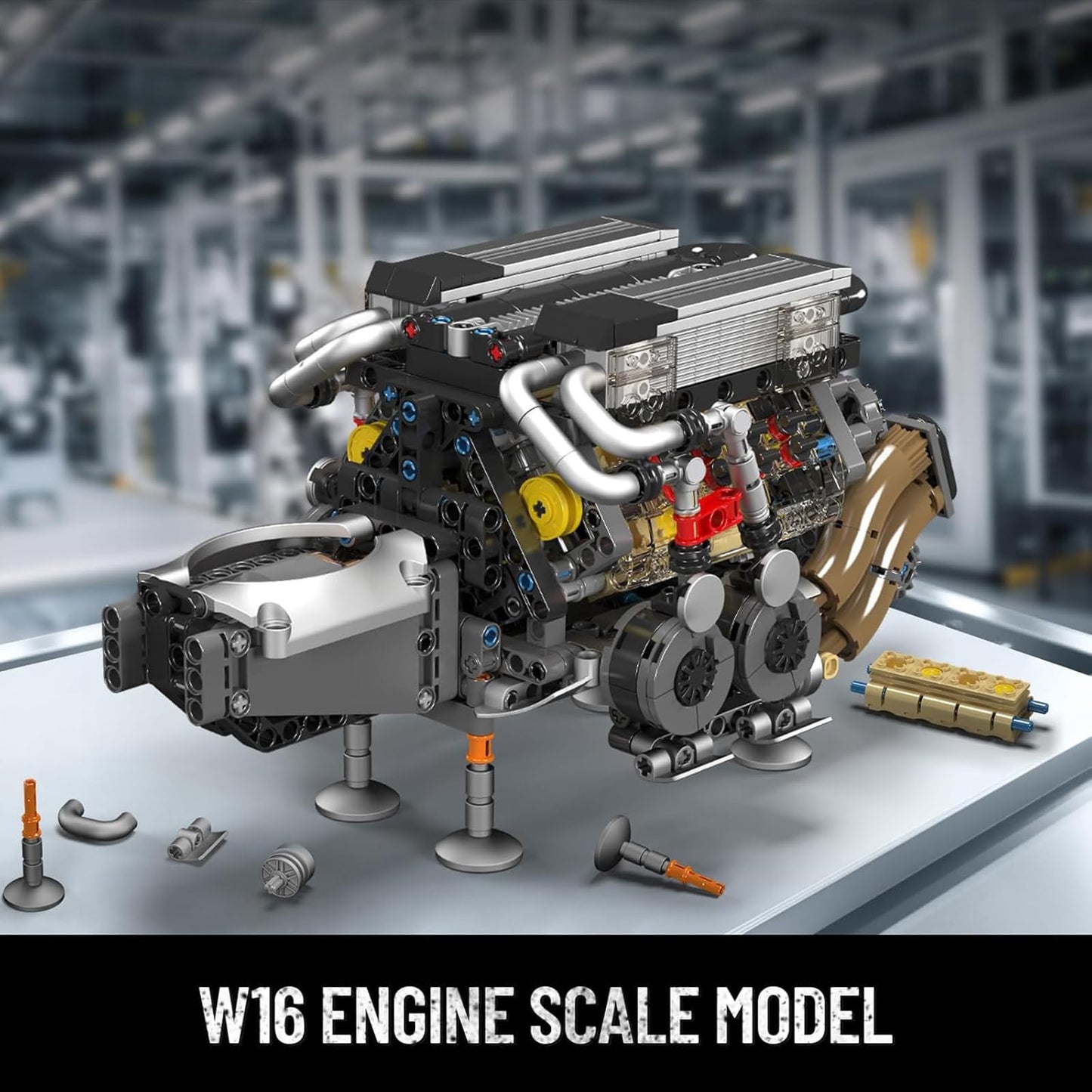 Mould King W16 Engine Building Blocks Set – Running 16-Cylinder Engine Model, 952 Pcs