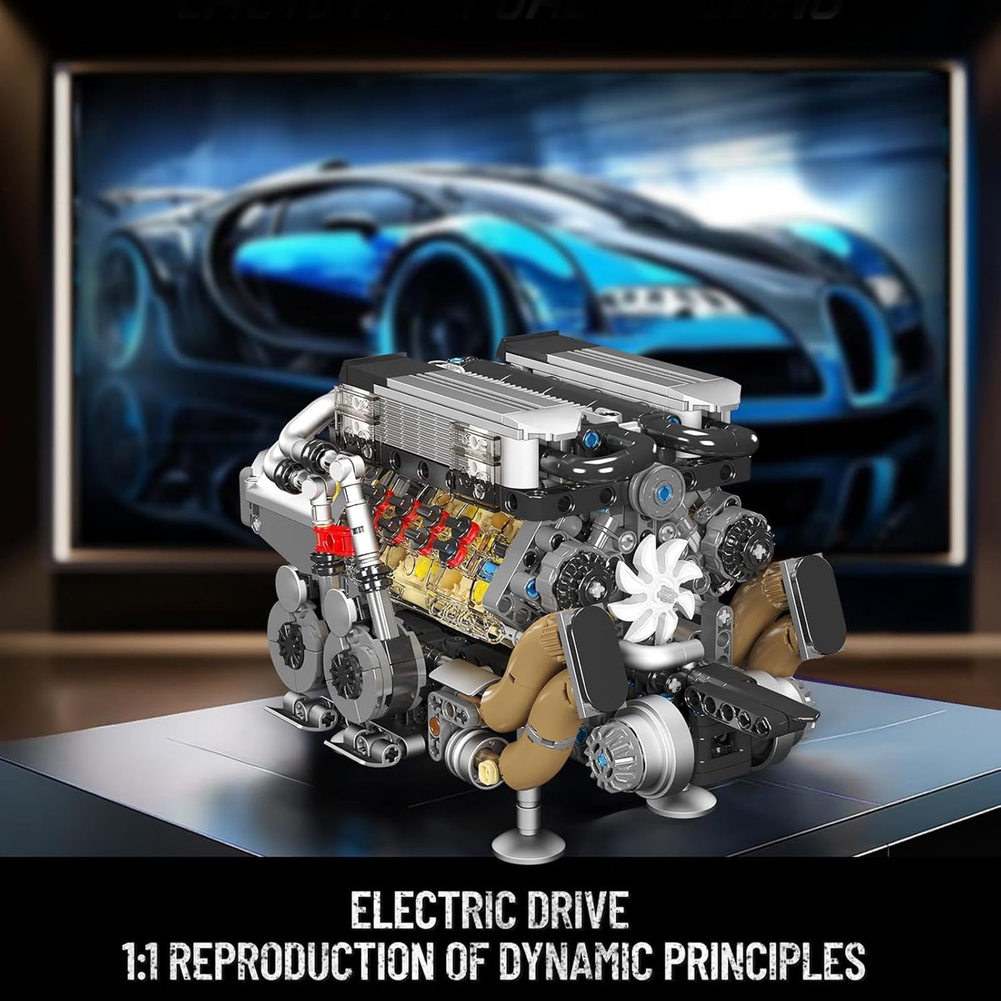 Mould King W16 Engine Building Blocks Set – Running 16-Cylinder Engine Model, 952 Pcs
