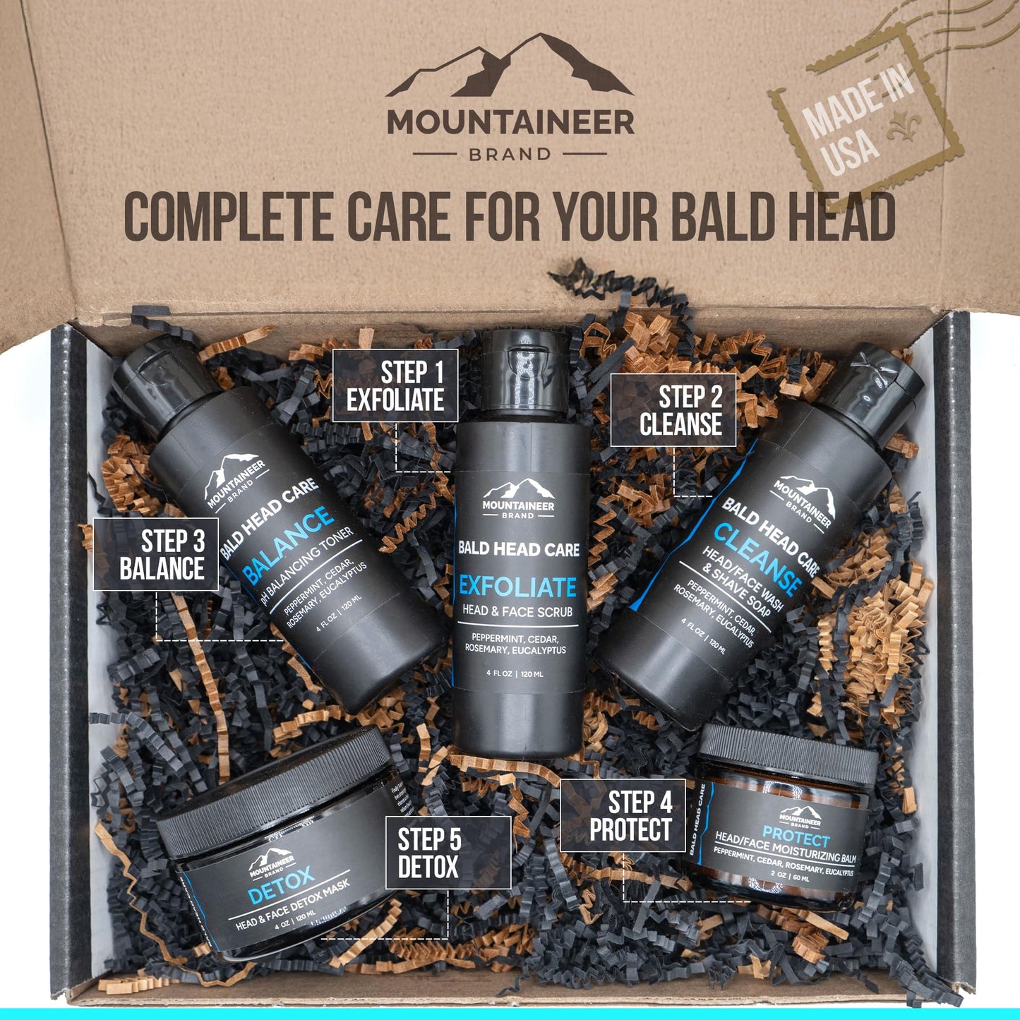 Mountaineer Brand Bald Head Shampoo & Moisturiser – Fresh & Natural Scent | Made in WV | Hydrating 4oz