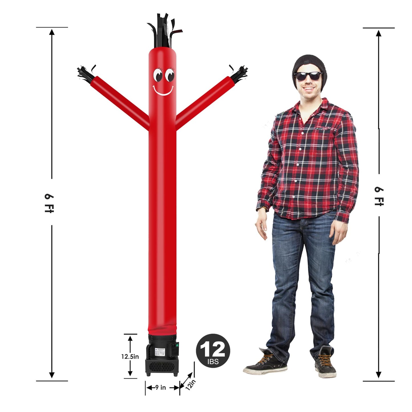 MOUNTO 6FT Fly Puppet Dancer with 1/3hp Blower – Complete Red Set