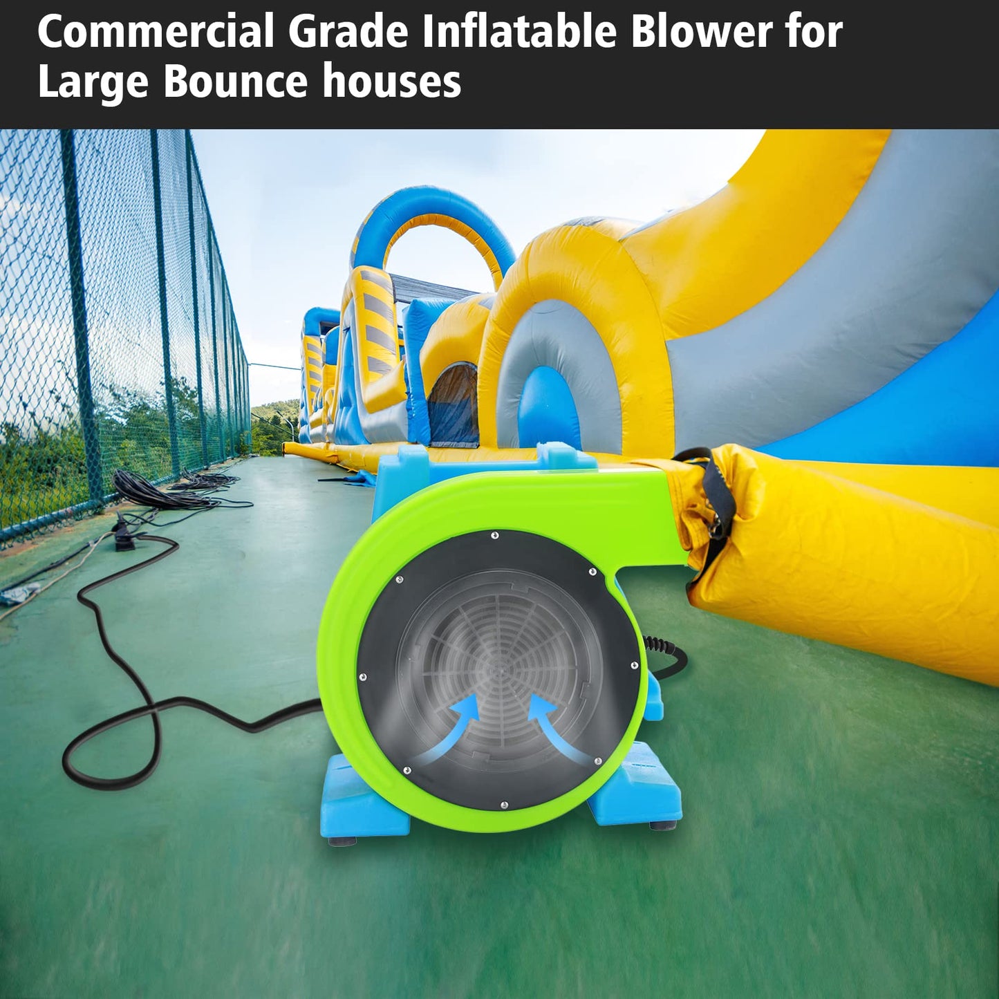 MOUNTO 1HP Inflatable Blower – Energy Efficient, Low Amp Draw for Bounce Houses, Water Slides & Obstacle Courses