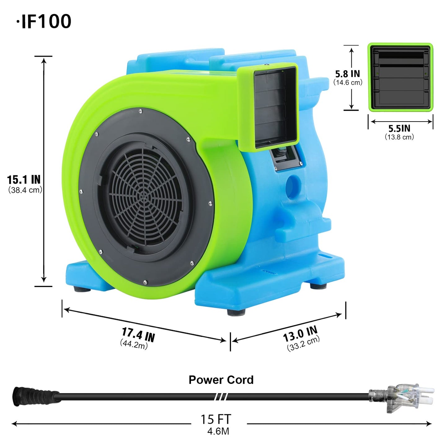 MOUNTO 1HP Inflatable Blower – Energy Efficient, Low Amp Draw for Bounce Houses, Water Slides & Obstacle Courses