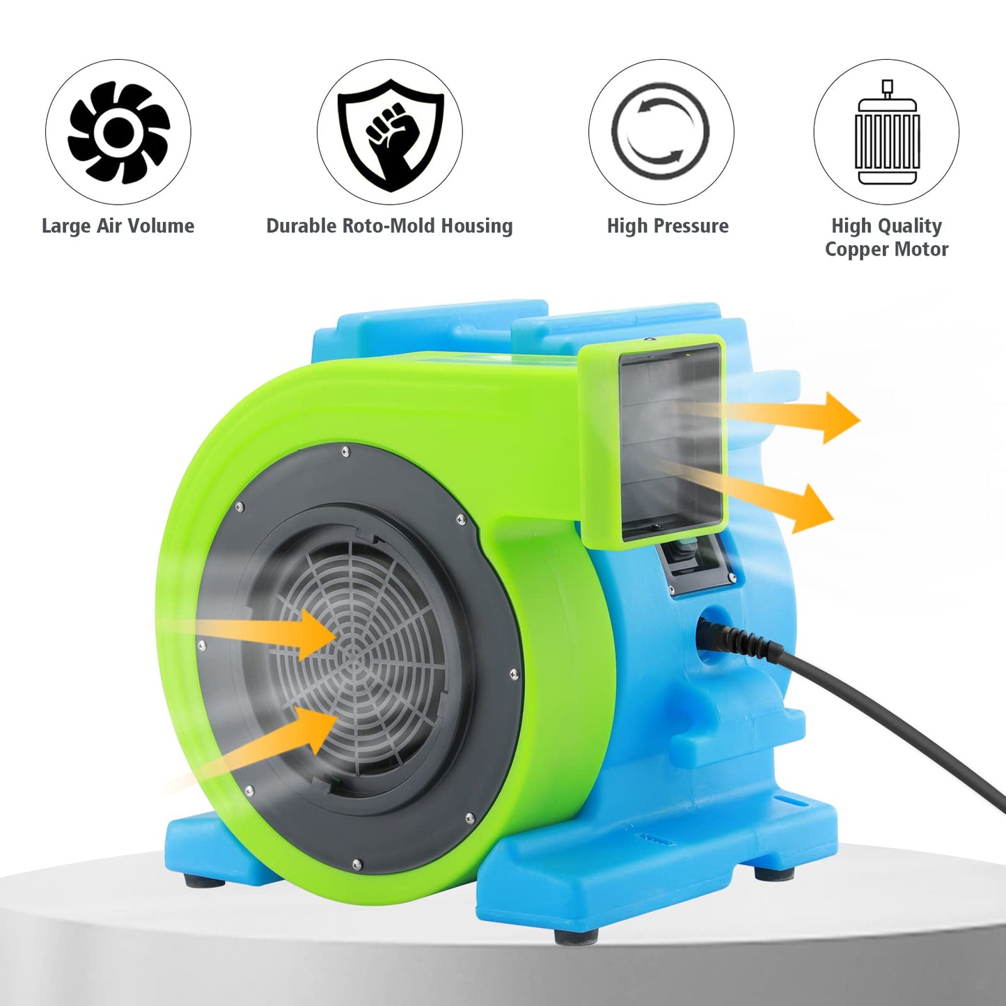 MOUNTO 1HP Inflatable Blower – Energy Efficient, Low Amp Draw for Bounce Houses, Water Slides & Obstacle Courses