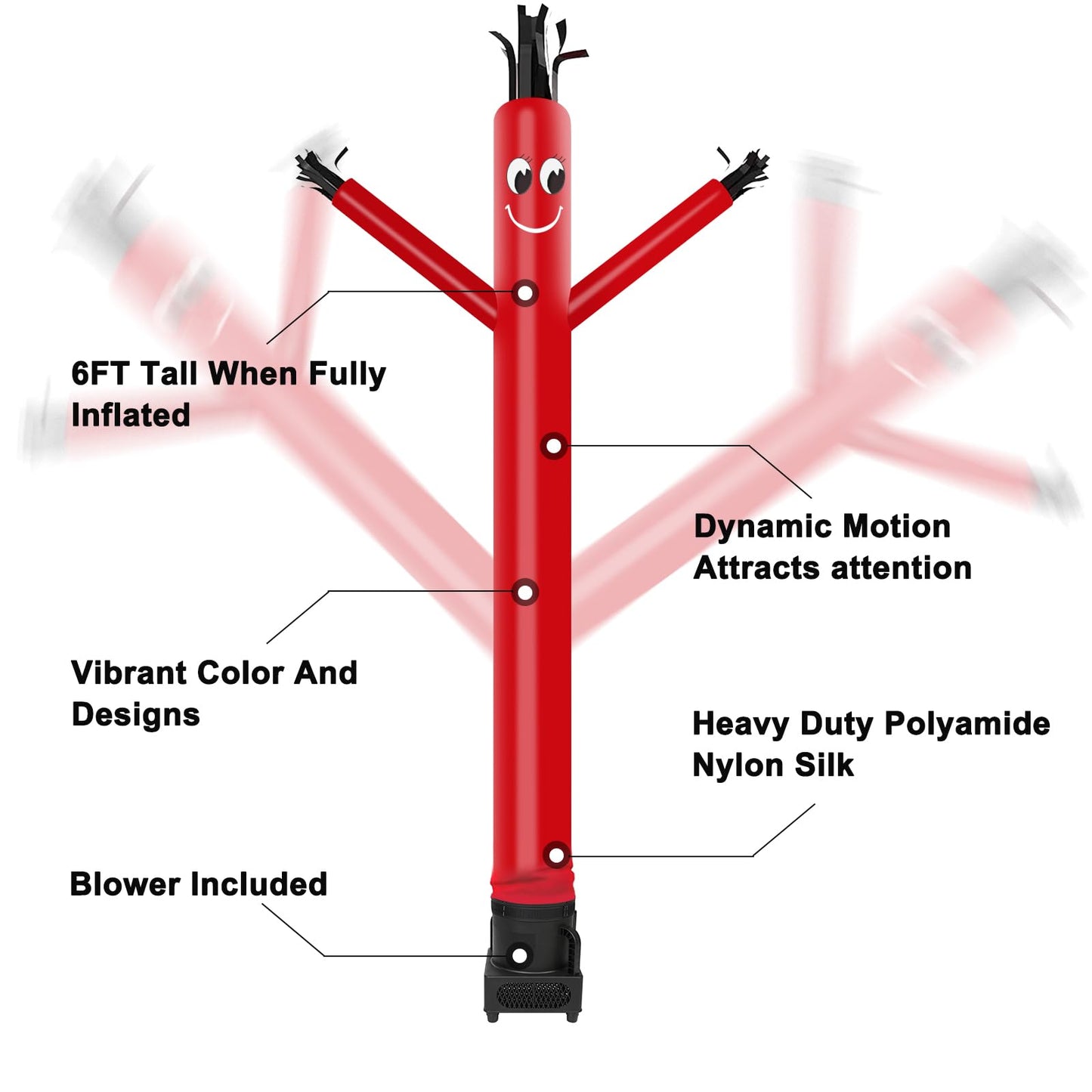 MOUNTO 6FT Fly Puppet Dancer with 1/3hp Blower – Complete Red Set