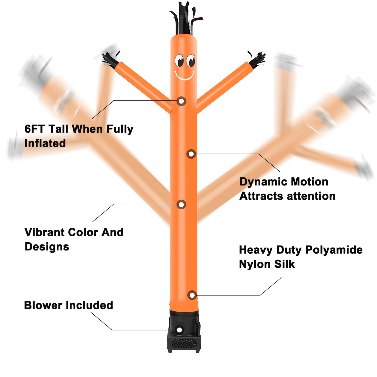 MOUNTO 6FT Fly Puppet Dancer with 1/3hp Blower – Complete Set (Orange)