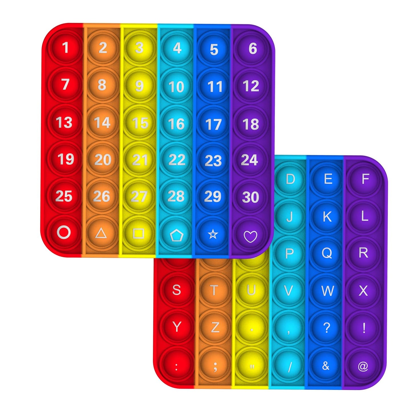 Mouom 2Pack Pop Fidget Toys – ABC Learning & Numbers 1-30 | Toddler Sensory Toys & Party Favors