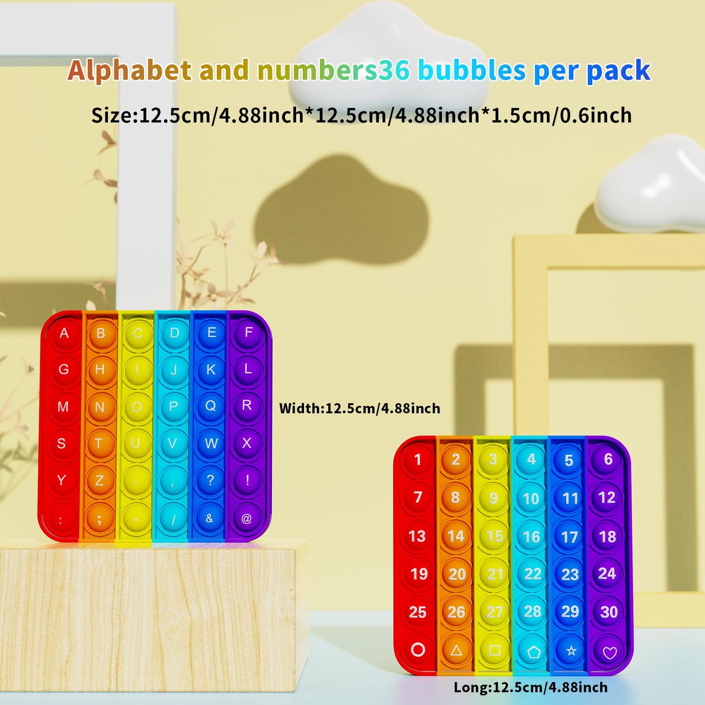 Mouom 2Pack Pop Fidget Toys – ABC Learning & Numbers 1-30 | Toddler Sensory Toys & Party Favors