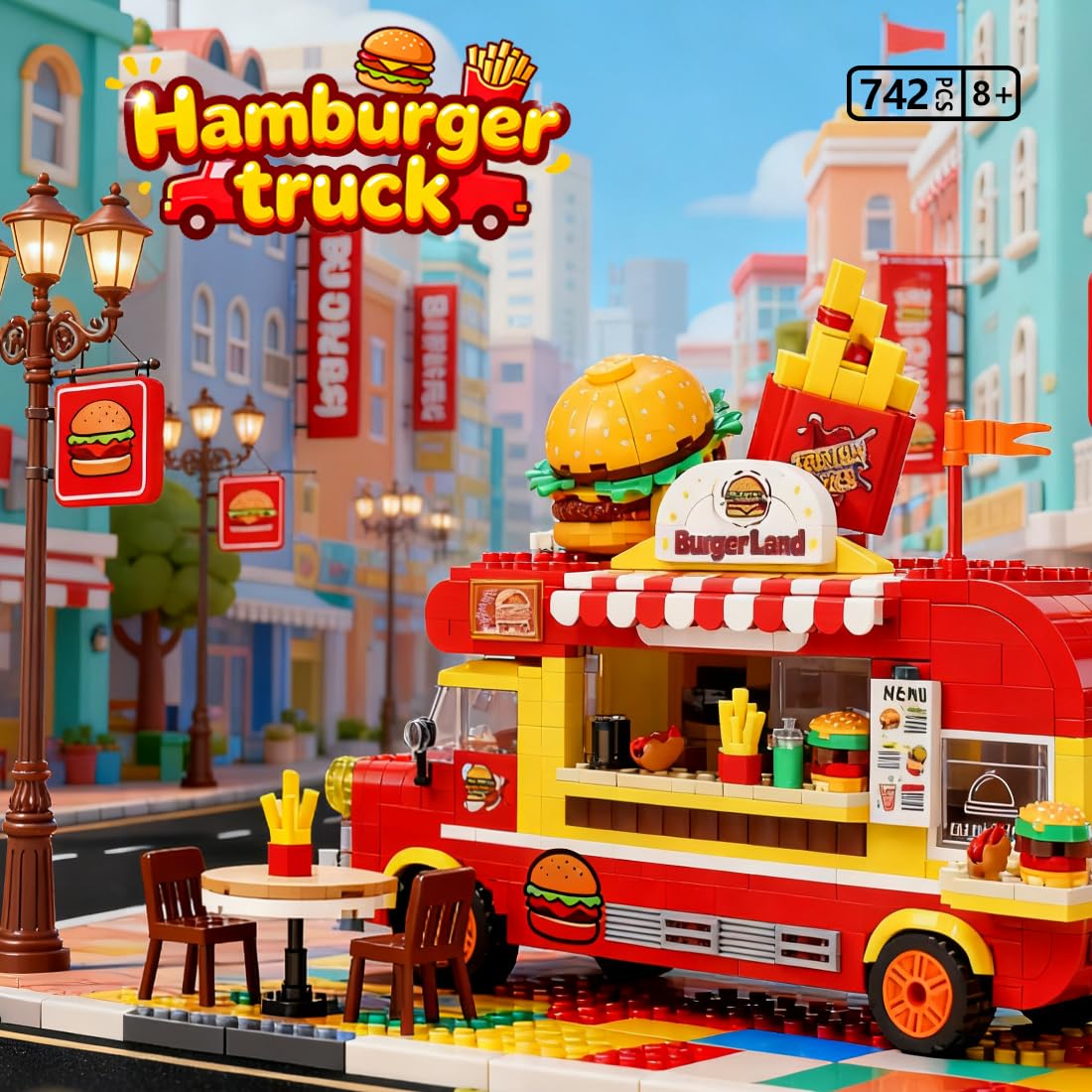 Mov Stone Friends Burger Truck Building Set – Lego City Compatible, Creative Fast Food Play for Kids 6+