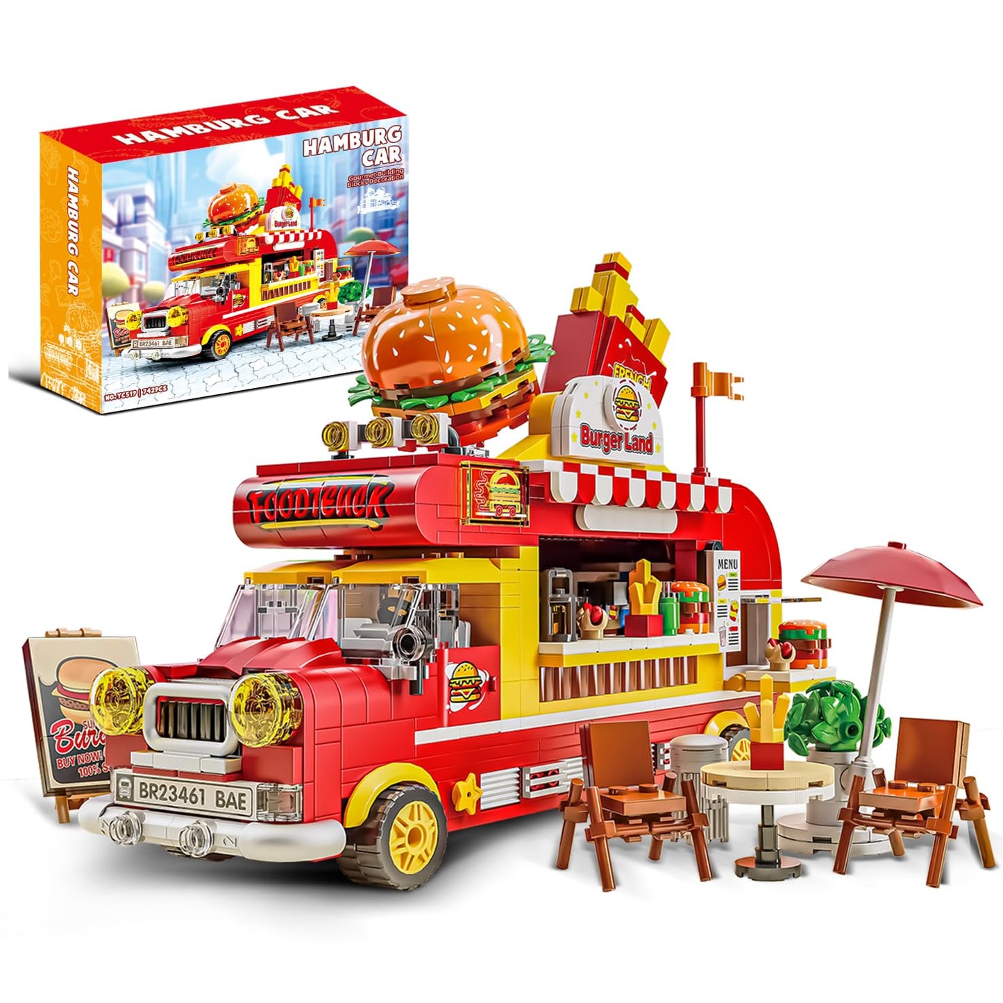 Mov Stone Friends Burger Truck Building Set – Lego City Compatible, Creative Fast Food Play for Kids 6+