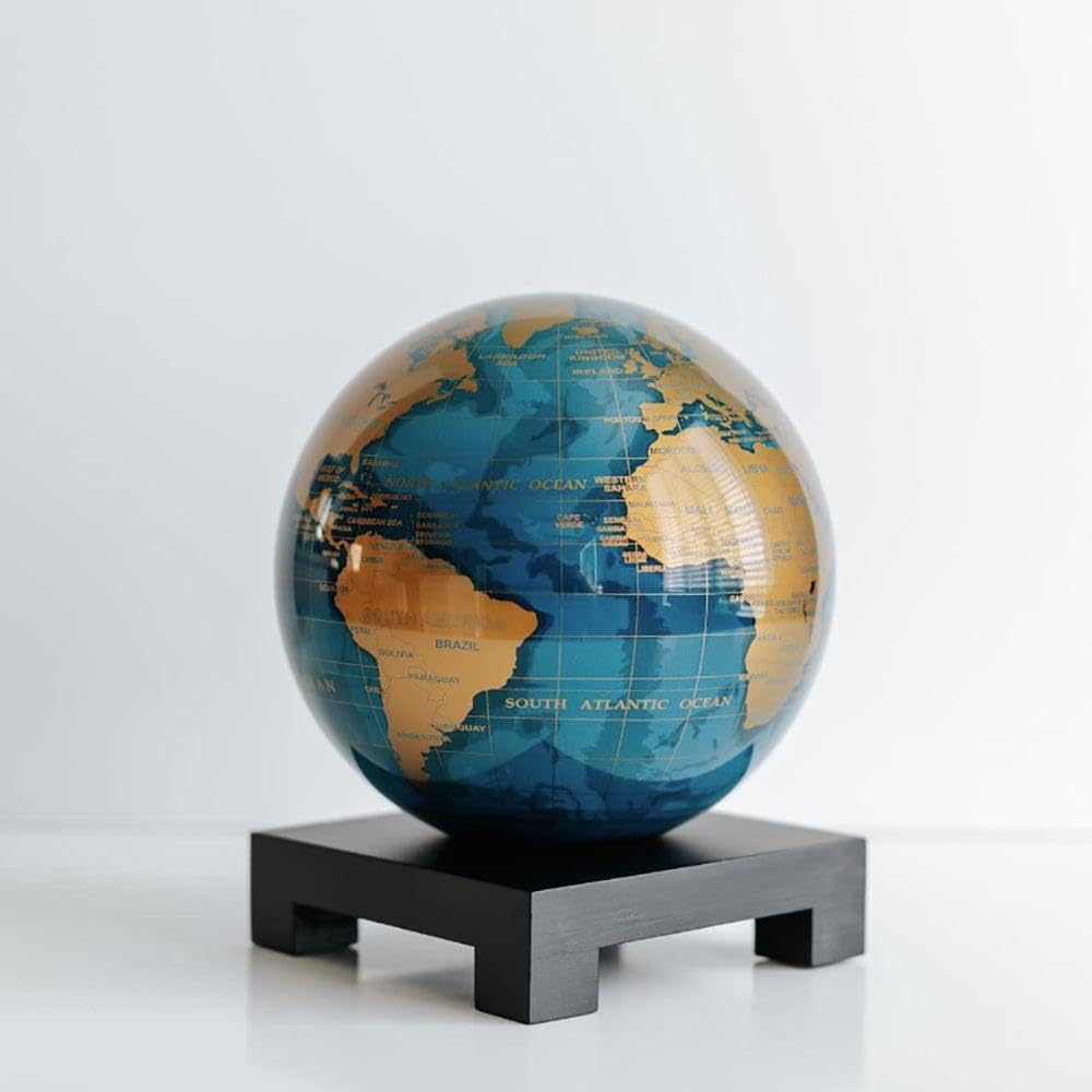 MOVA 6-Inch Blue & Gold Globe — Silent, Light-Powered Desk Decor (No Batteries Needed)