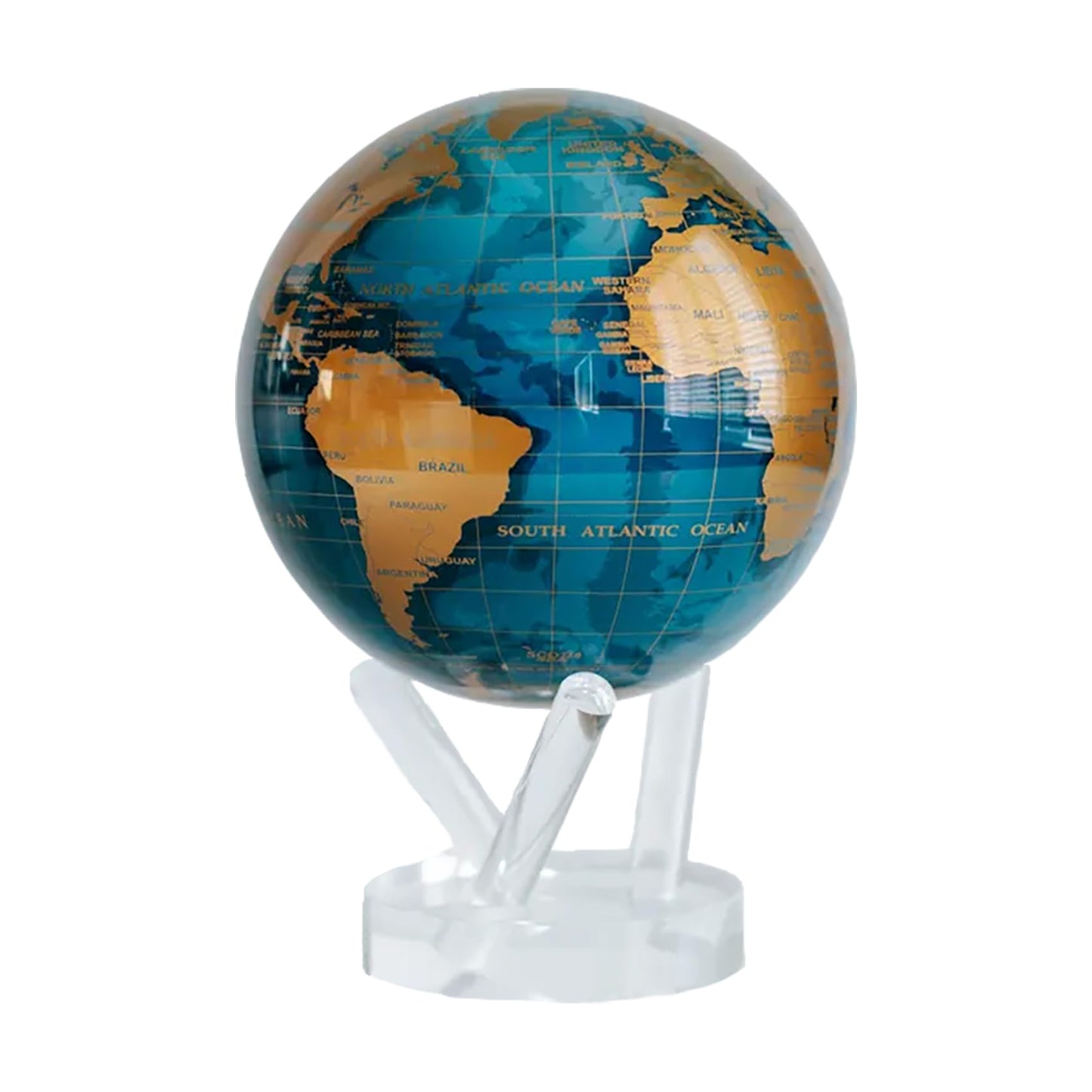 MOVA 6-Inch Blue & Gold Globe — Silent, Light-Powered Desk Decor (No Batteries Needed)