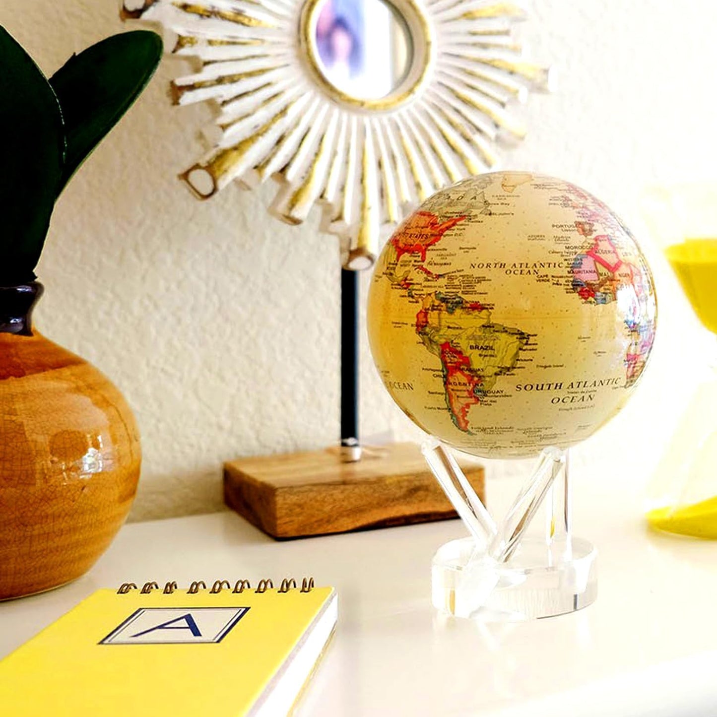 MOVA Globe – Yellow Political Map, 8.5-inch | Light-Powered Rotating Globe