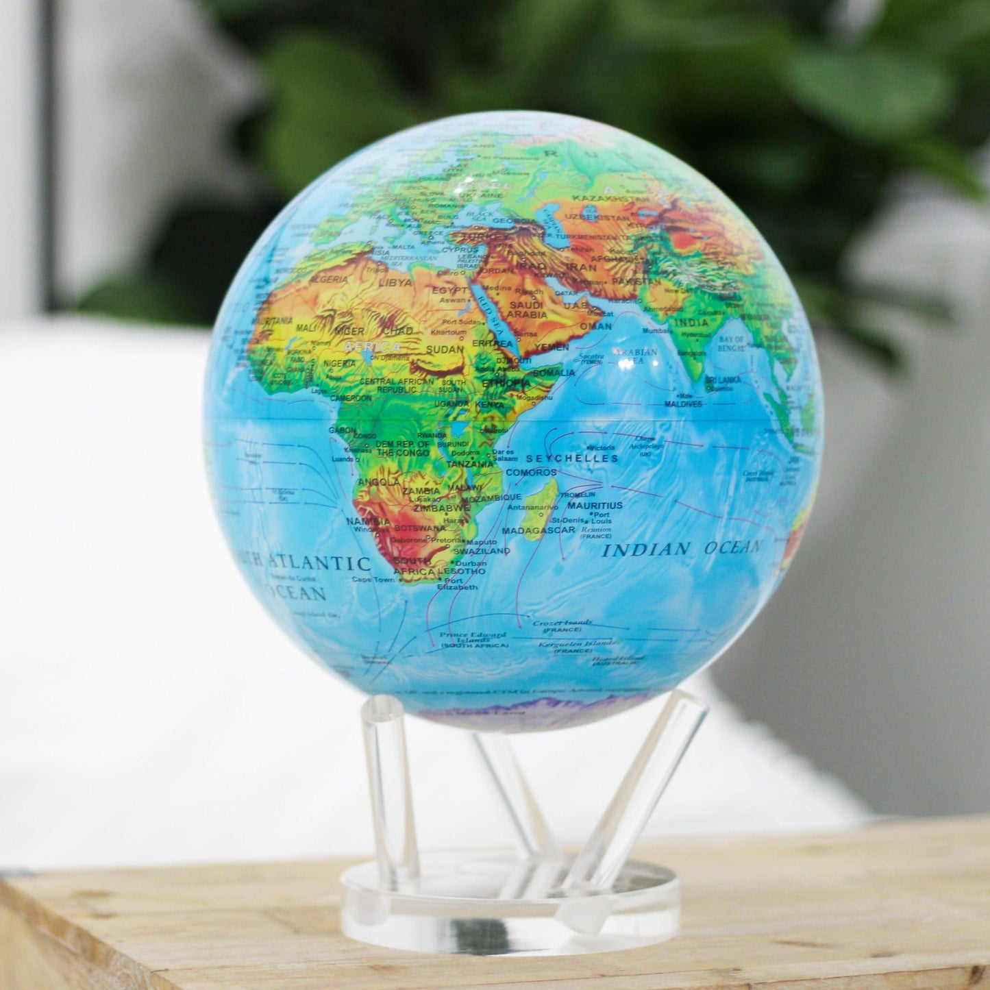 MOVA Globe – Blue Relief Map 6-inch | Solar-Powered Rotating World Globe with Terrain Detail