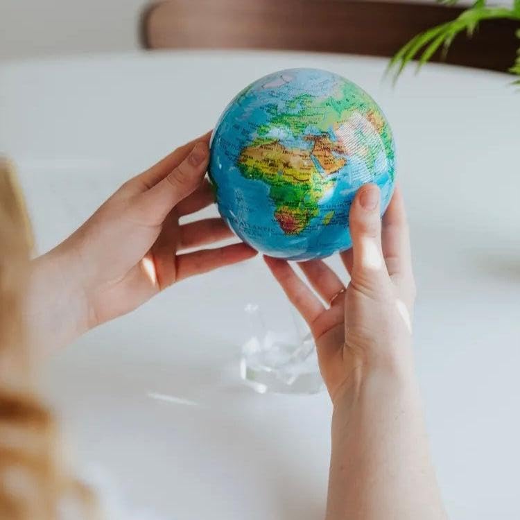 MOVA Globe – Blue Relief Map 6-inch | Solar-Powered Rotating World Globe with Terrain Detail