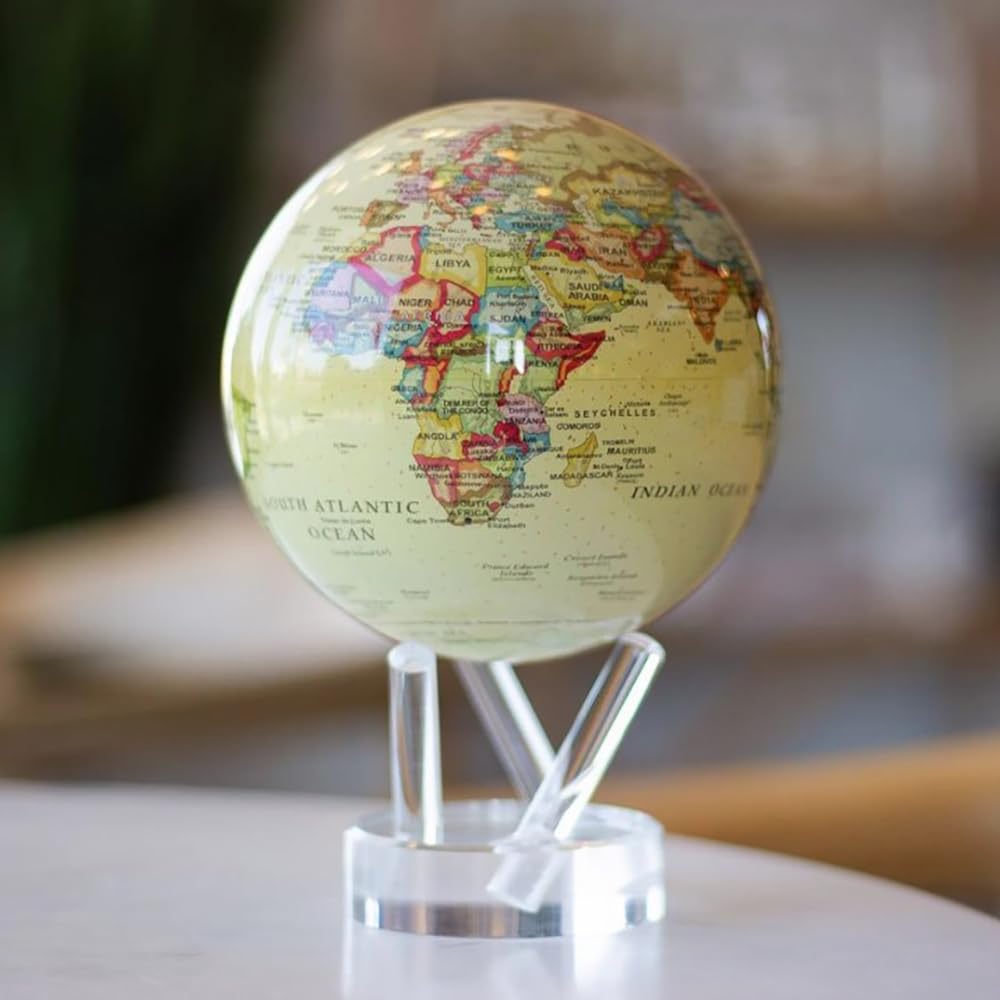 MOVA Globe Yellow 4.5-inch – Light-Powered Political Map Desk Globe