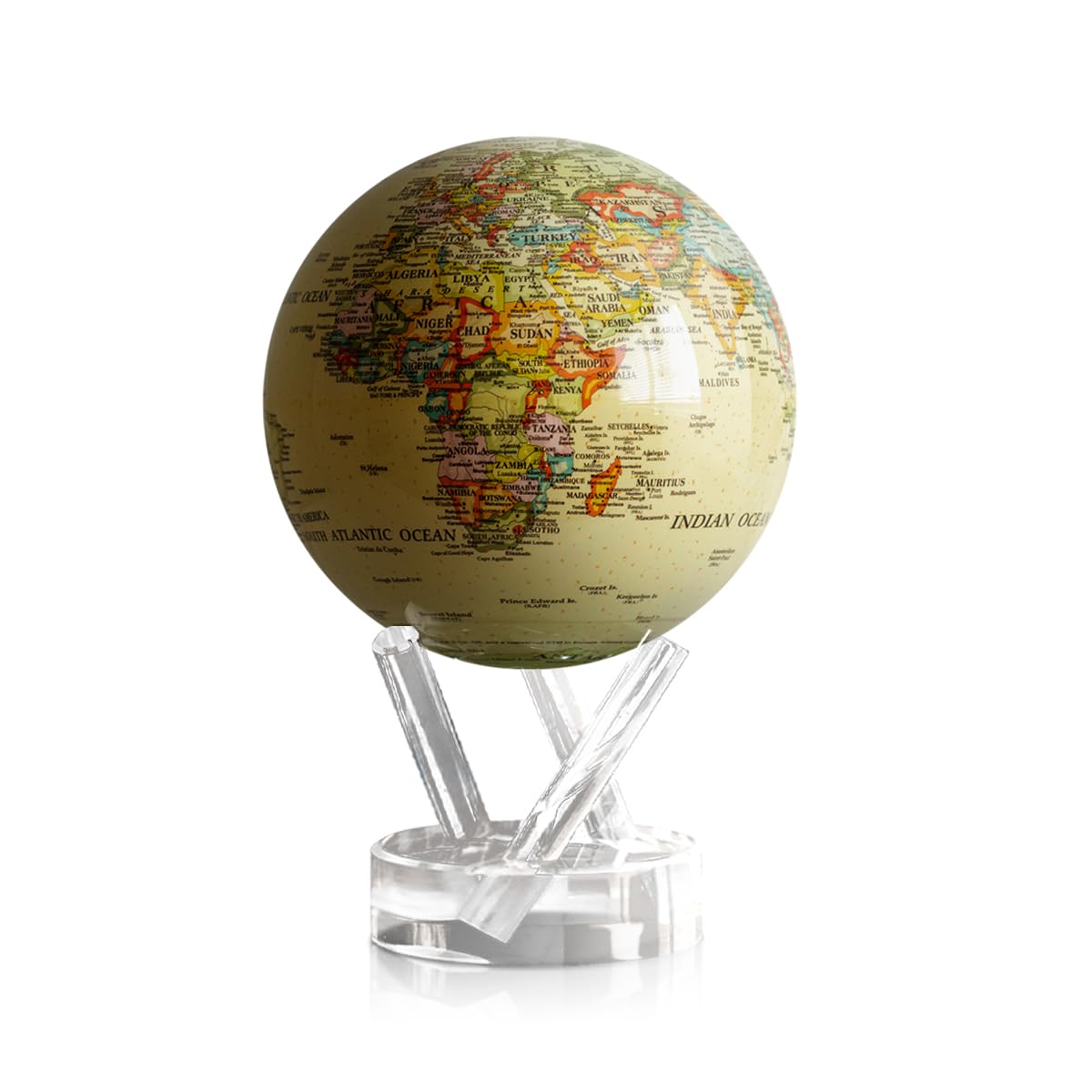 MOVA Globe Yellow 4.5-inch – Light-Powered Political Map Desk Globe