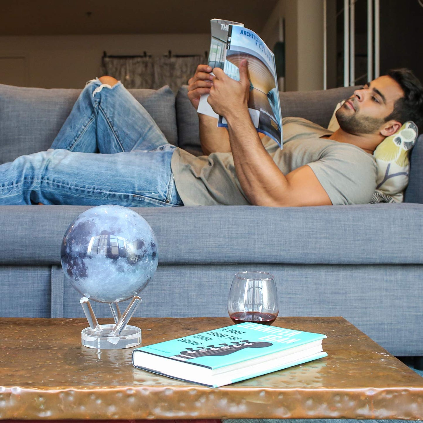 MOVA Moon Globe 6-inch — Rotating Lunar Globe Powered by Light, No Batteries Needed | Unique Desk Decor Gift