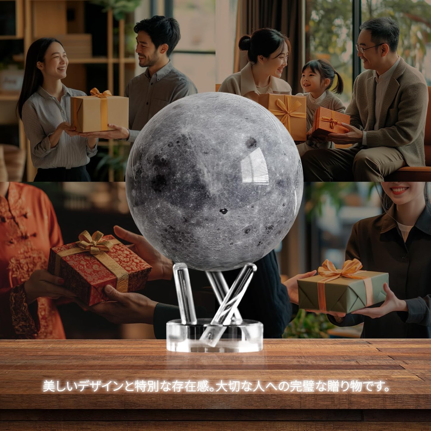 MOVA Moon Globe 4.5-inch | Light-Powered Rotating Lunar Globe — No Batteries
