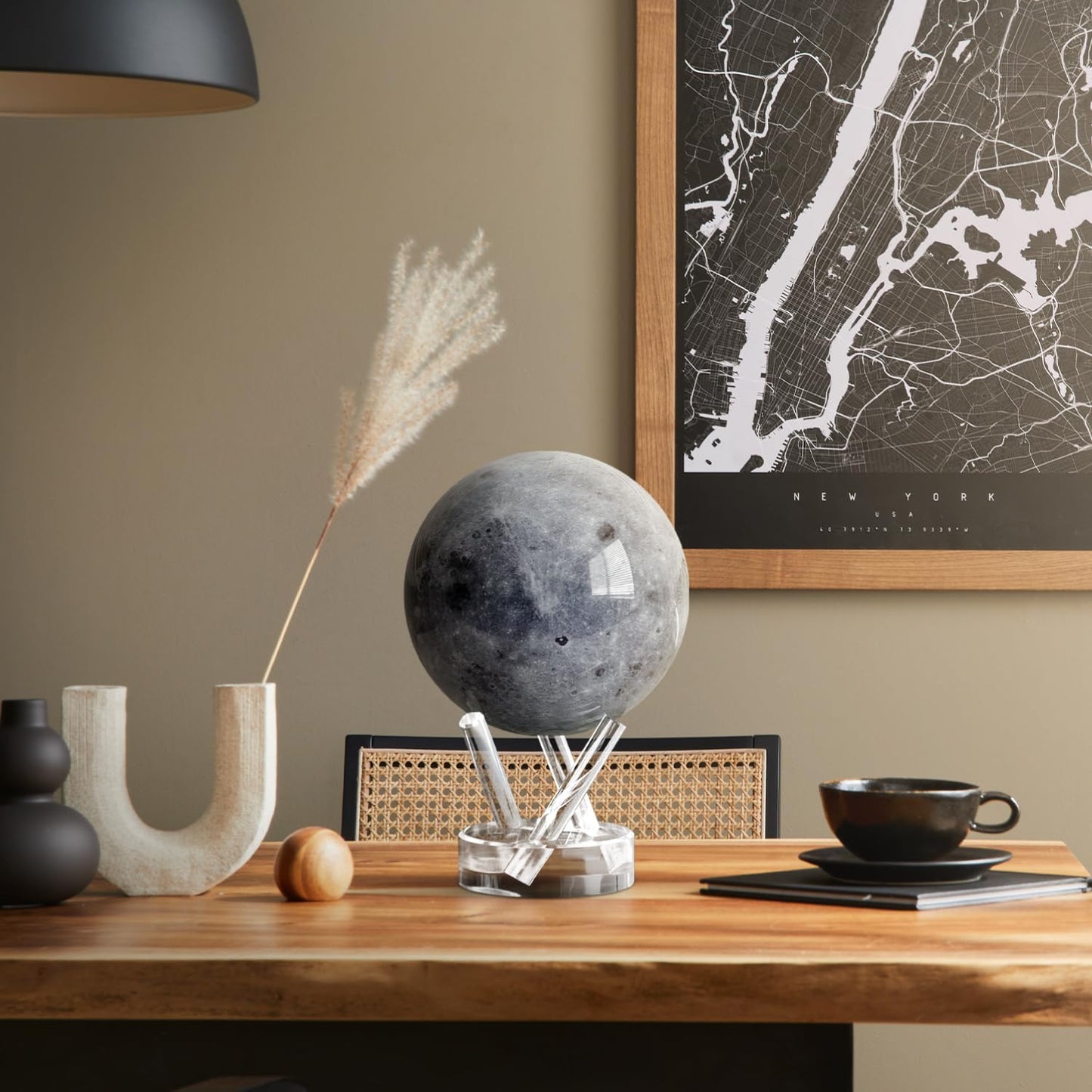 MOVA Moon Globe 4.5-inch | Light-Powered Rotating Lunar Globe — No Batteries