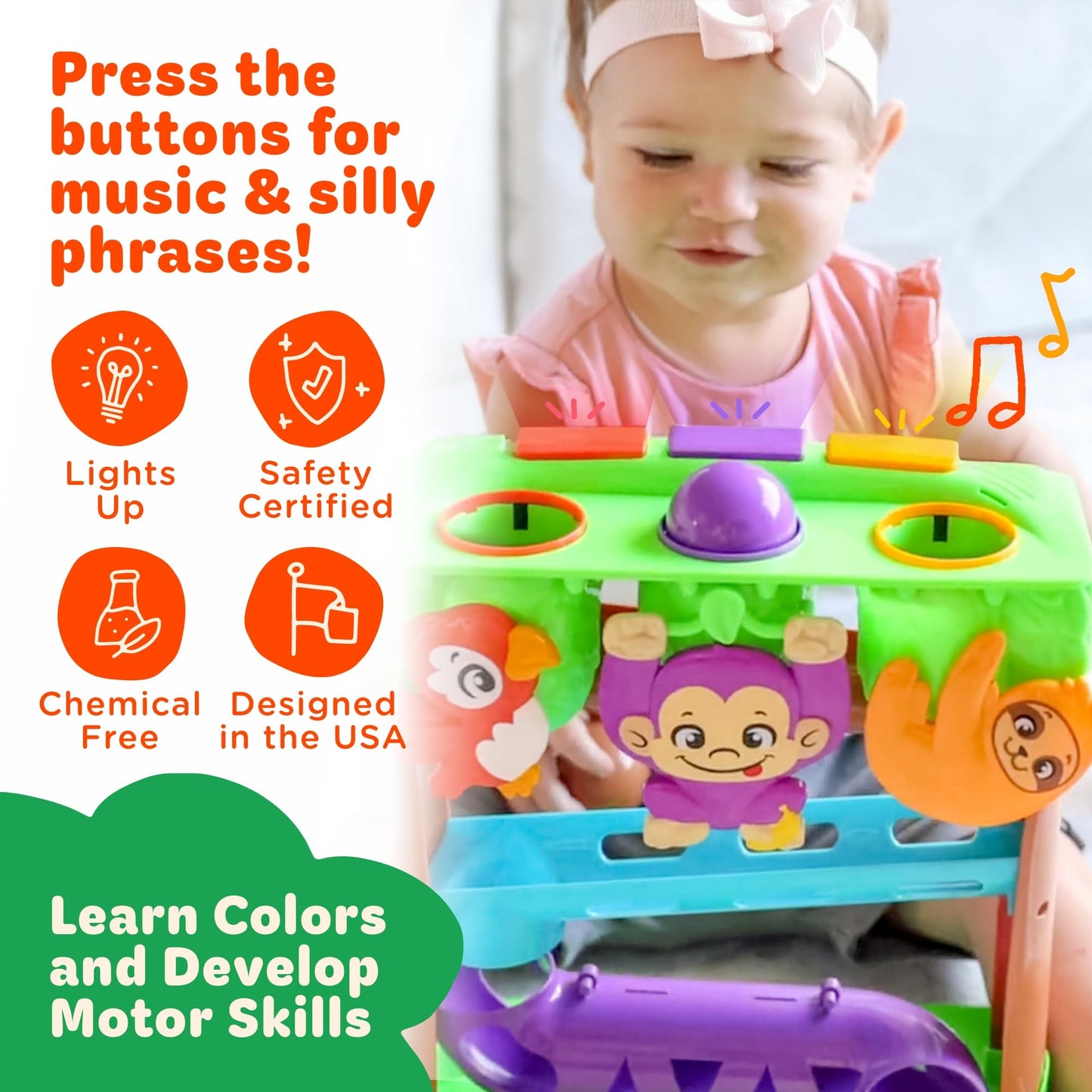 Move2Play Jungle Jammin’: 30+ Songs & Phrases Baby Musical Toy for Ages 6–24 Months