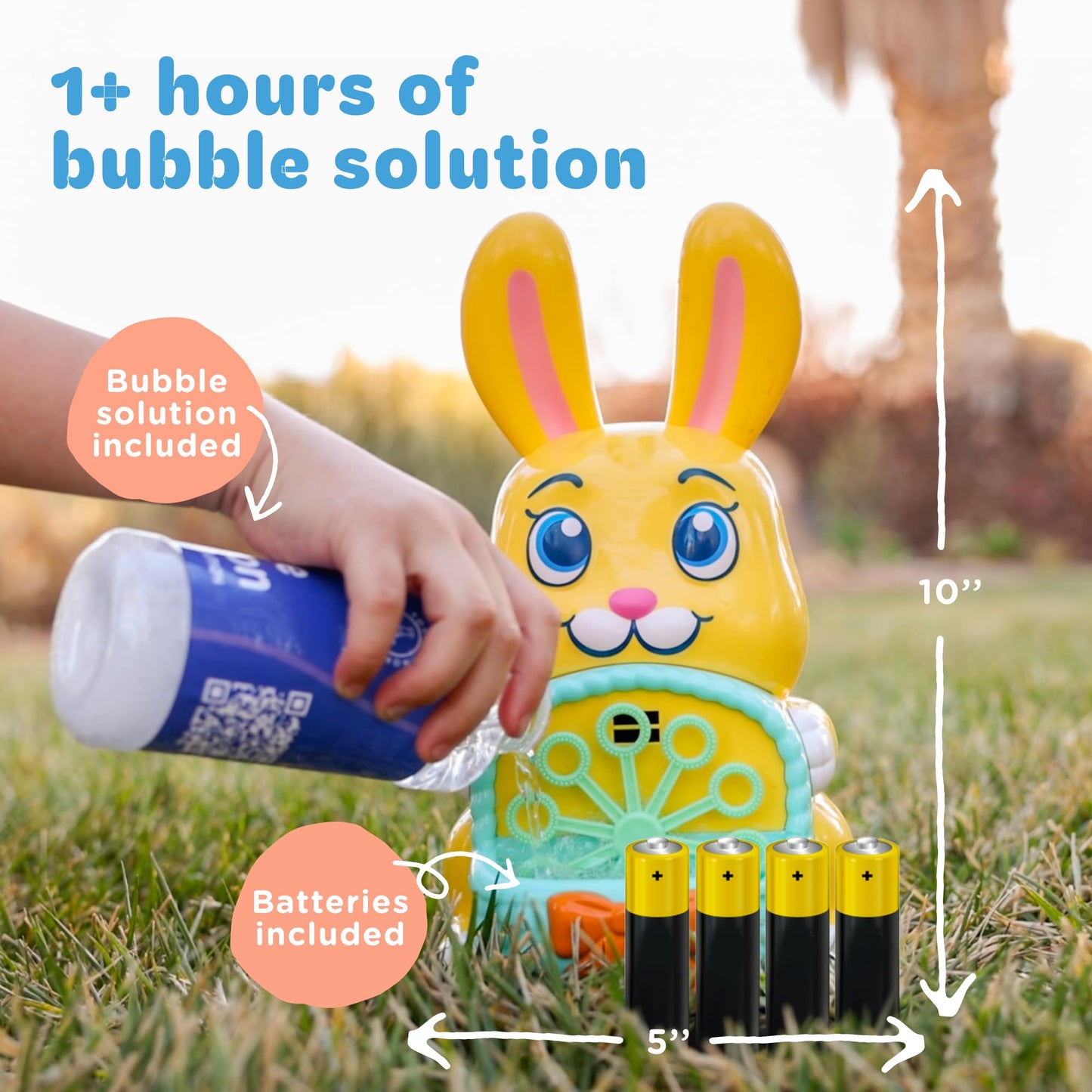 Move2Play Bunny Bubble Blower — Easter Toy & Gift for Toddlers 1-4+ | Indoor/Outdoor Fun