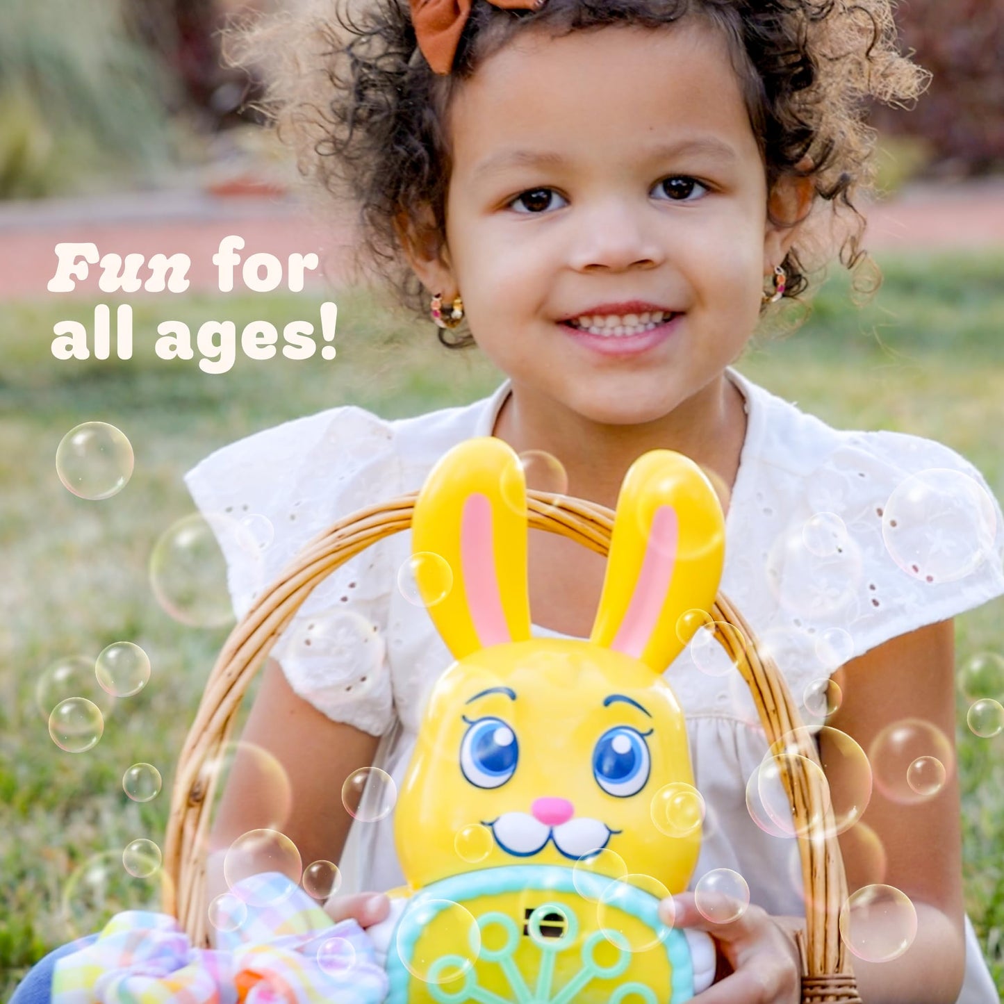 Move2Play Bunny Bubble Blower — Easter Toy & Gift for Toddlers 1-4+ | Indoor/Outdoor Fun