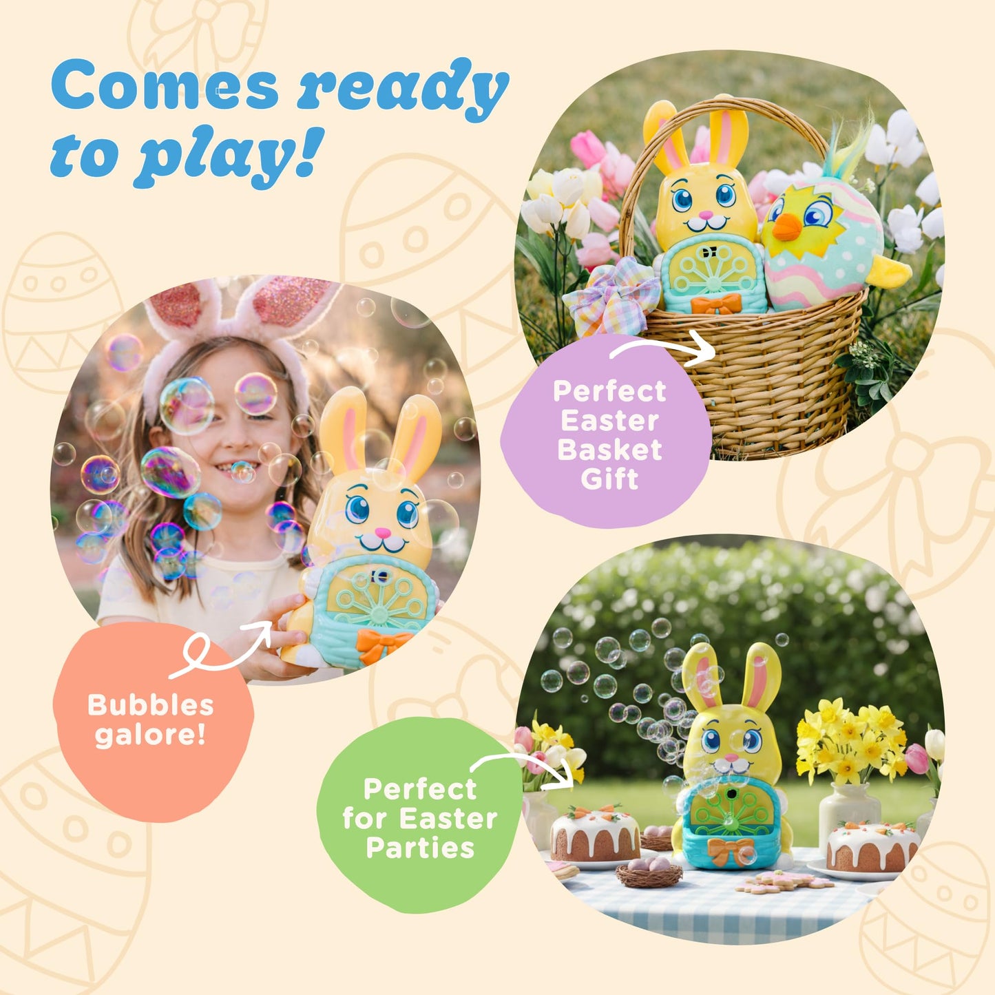 Move2Play Bunny Bubble Blower — Easter Toy & Gift for Toddlers 1-4+ | Indoor/Outdoor Fun