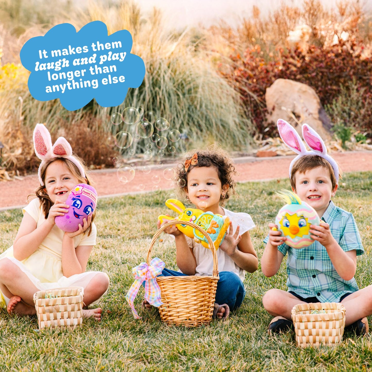 Move2Play Bunny Bubble Blower — Easter Toy & Gift for Toddlers 1-4+ | Indoor/Outdoor Fun