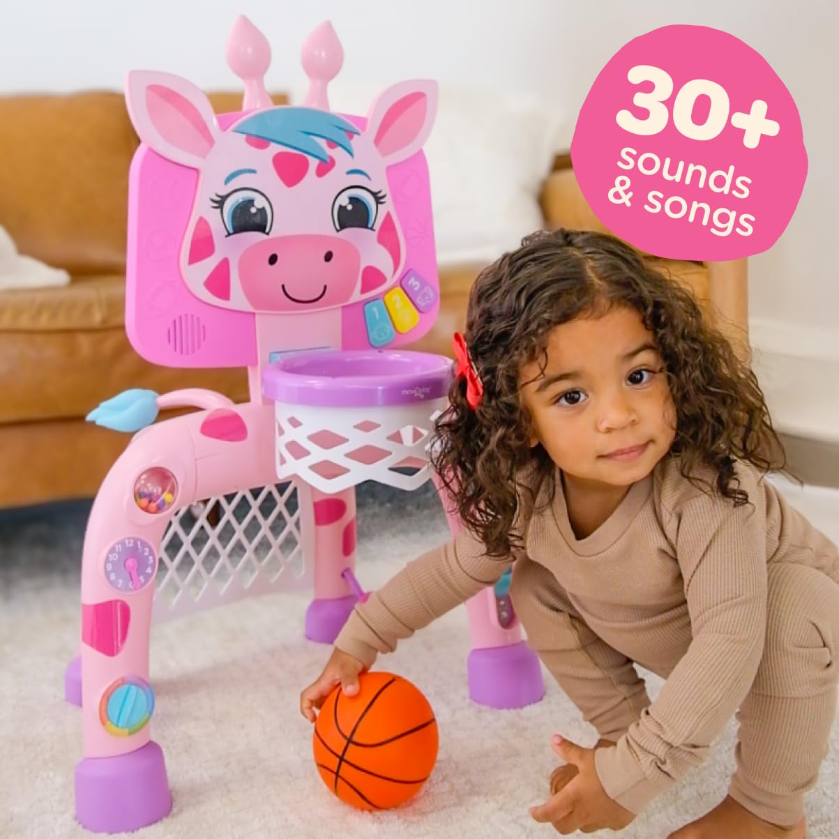 Move2Play Giraffe Basketball Hoop & Soccer Goal Activity Center