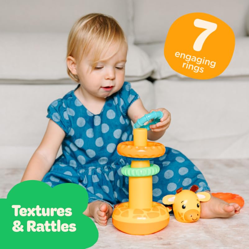Move2Play Giraffe Stacking Toy – 7-Ring Montessori Ring Stacker for Babies 0–6+ Months & Beyond