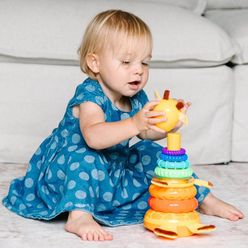 Move2Play Giraffe Stacking Toy – 7-Ring Montessori Ring Stacker for Babies 0–6+ Months & Beyond