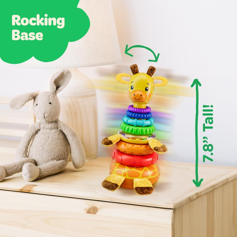 Move2Play Giraffe Stacking Toy – 7-Ring Montessori Ring Stacker for Babies 0–6+ Months & Beyond