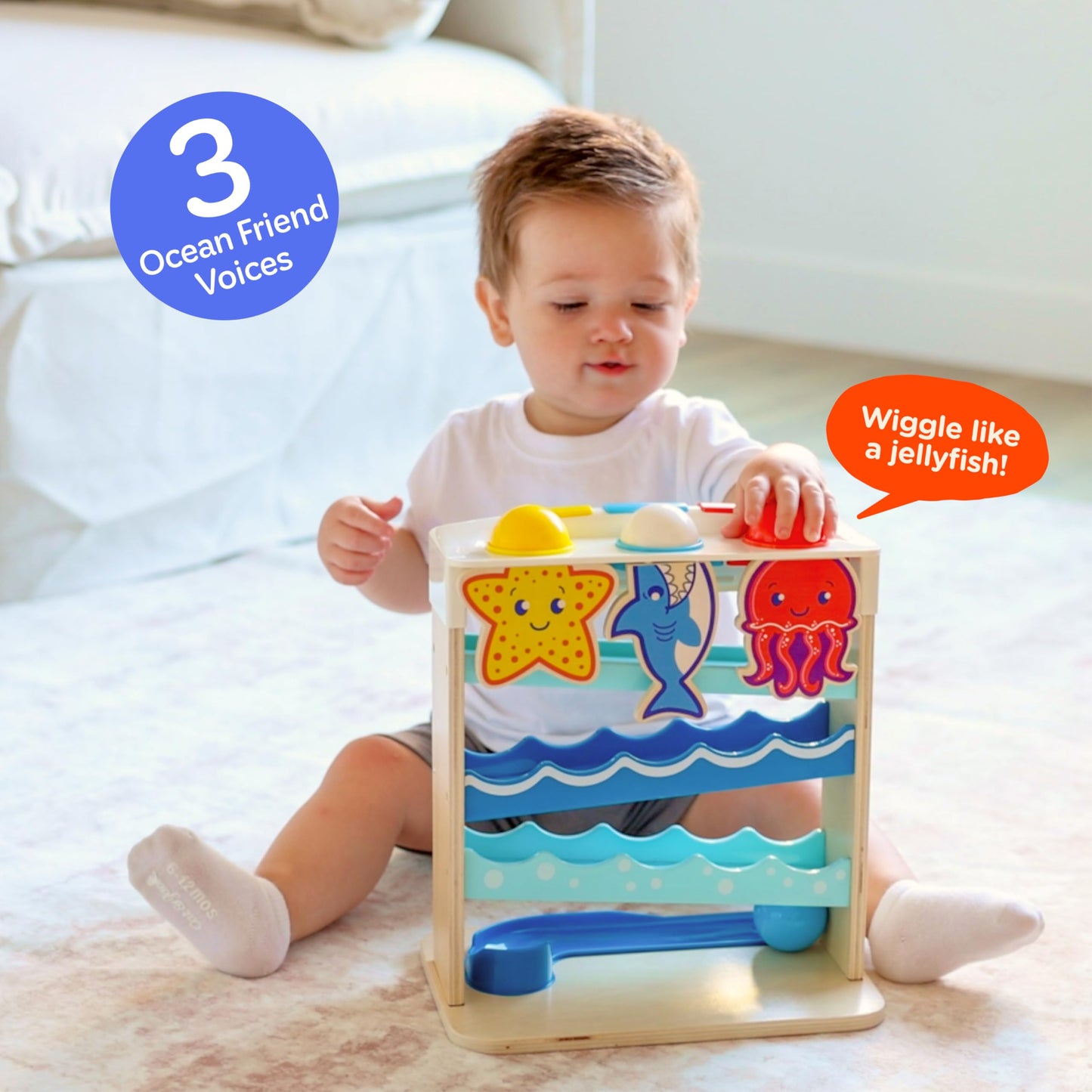 Move2Play Wooden Ocean Friends | 30+ Songs & Phrases for Babies & Toddlers (6–24 Months)