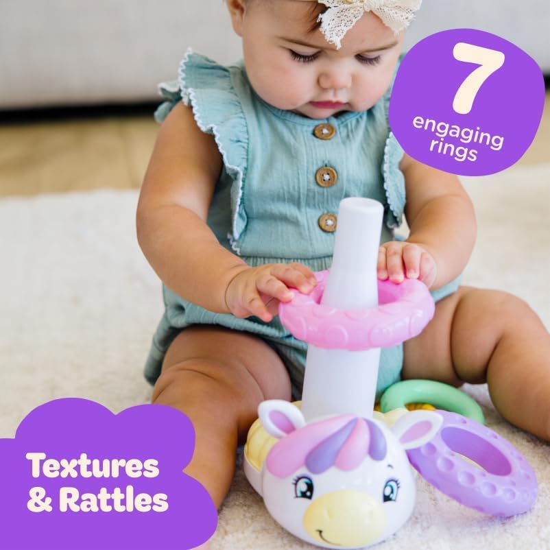 Move2Play Unicorn Stacking Toy – Montessori Learning with 7 Rings | Baby Gift 0-6+ Months