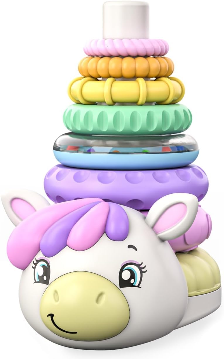 Move2Play Unicorn Stacking Toy – Montessori Learning with 7 Rings | Baby Gift 0-6+ Months