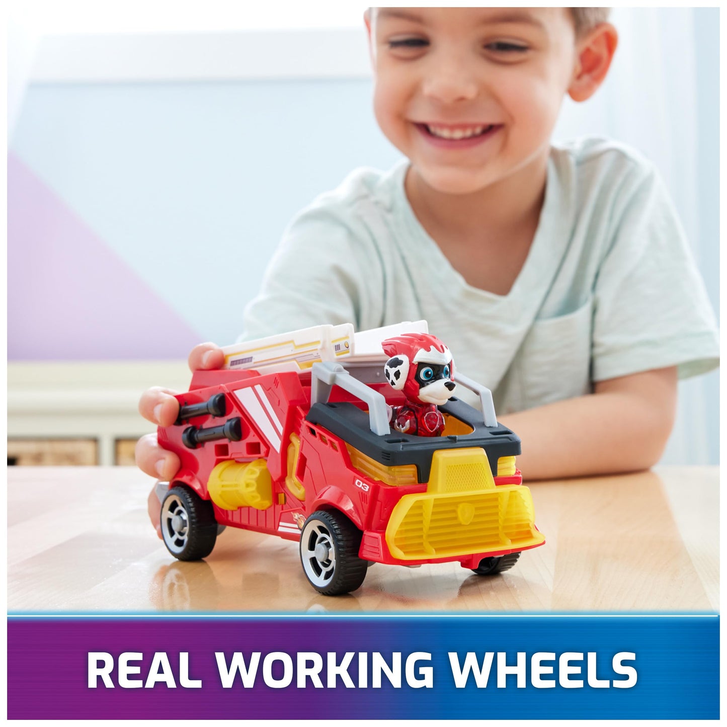 PAW Patrol The Mighty Movie Fire Truck Toy with Marshall – Lights & Sounds
